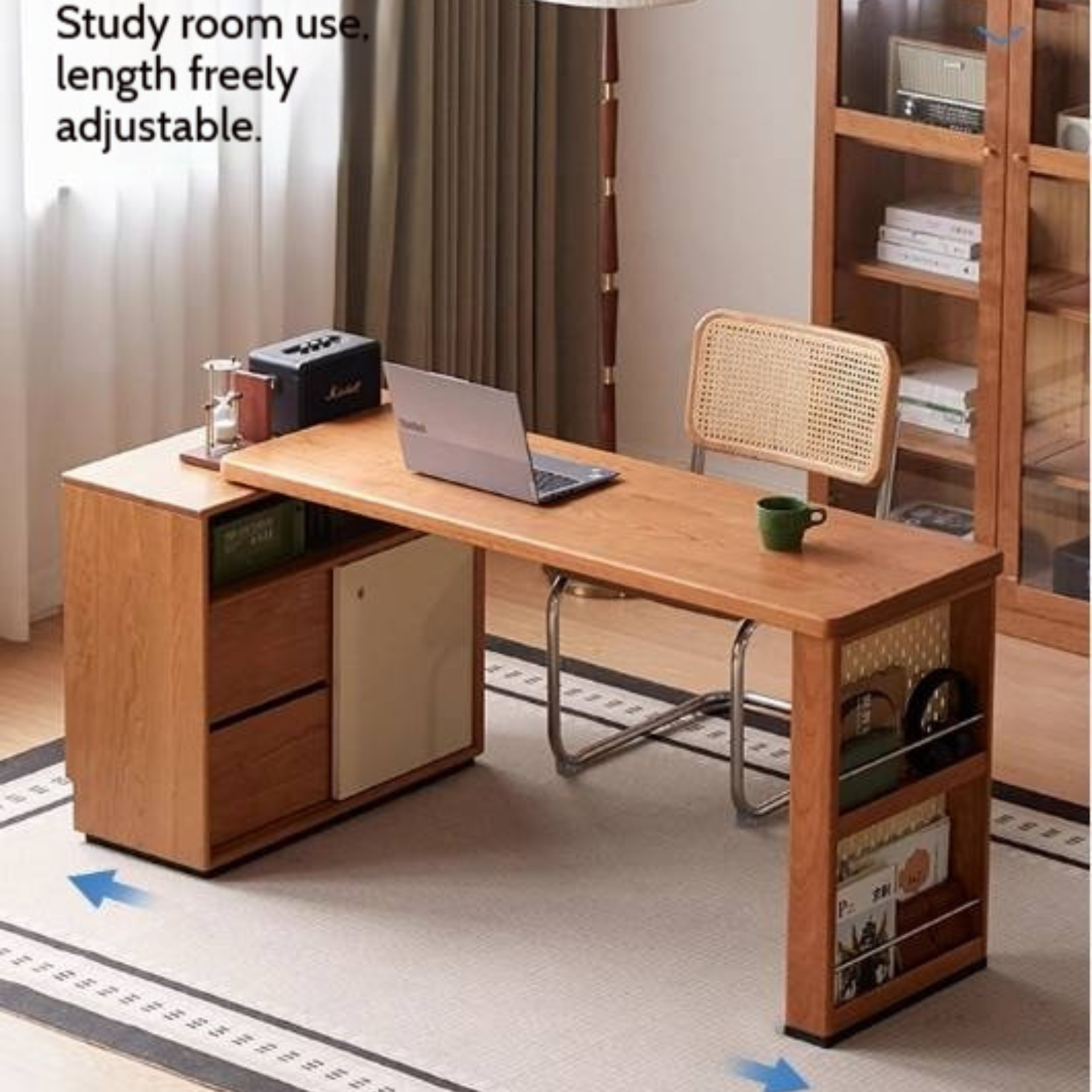 Cherry Solid Wood Vintage Style Office Desk