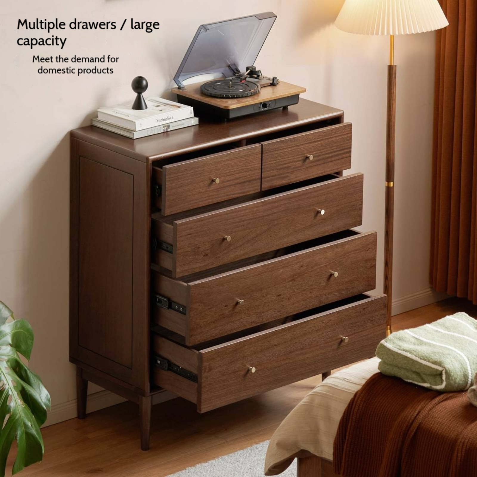 Red Zebrawood Solid Wood Modern Minimalist Chest of Drawers