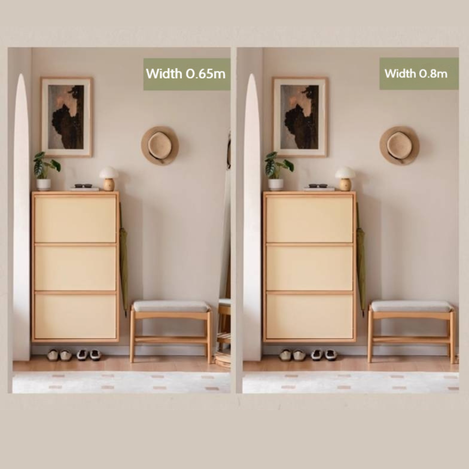 Beech Solid Wood Shoe Cabinet Hallway Cabinet