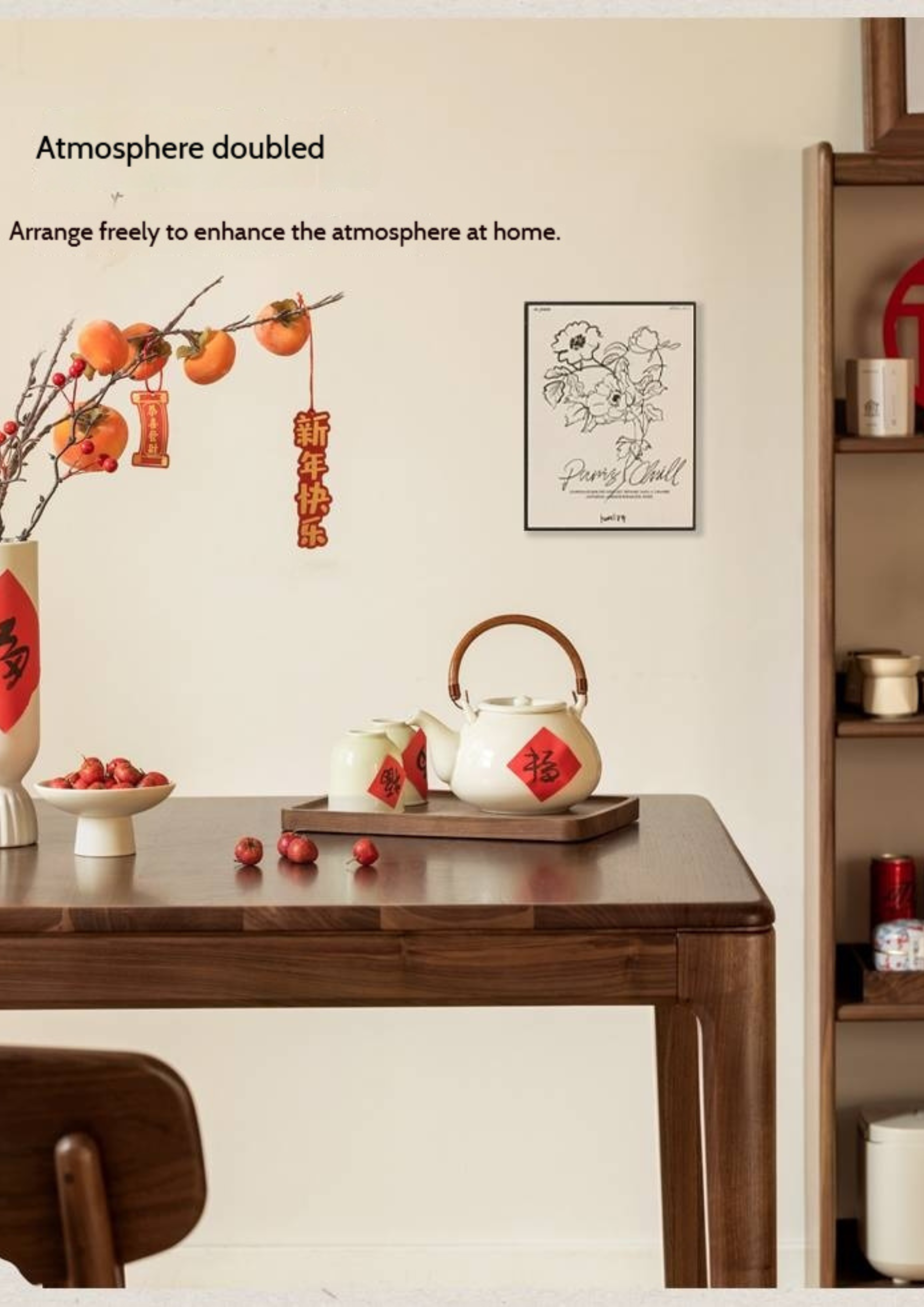 Black Walnut, Oak Solid Wood Modern Rock Board Dining Table