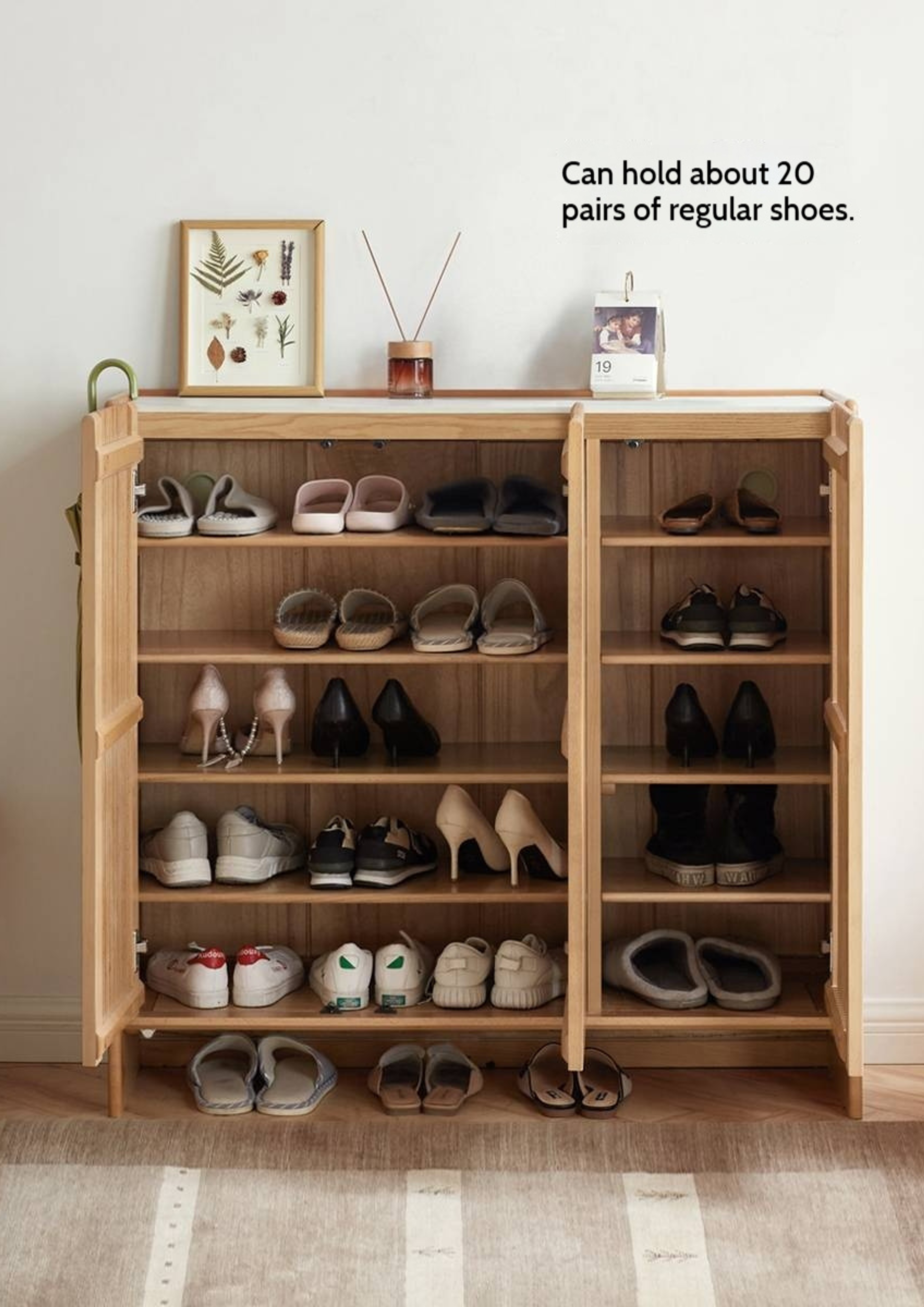 Ash, Oak Solid Wood Rock Top Shoe Cabinet