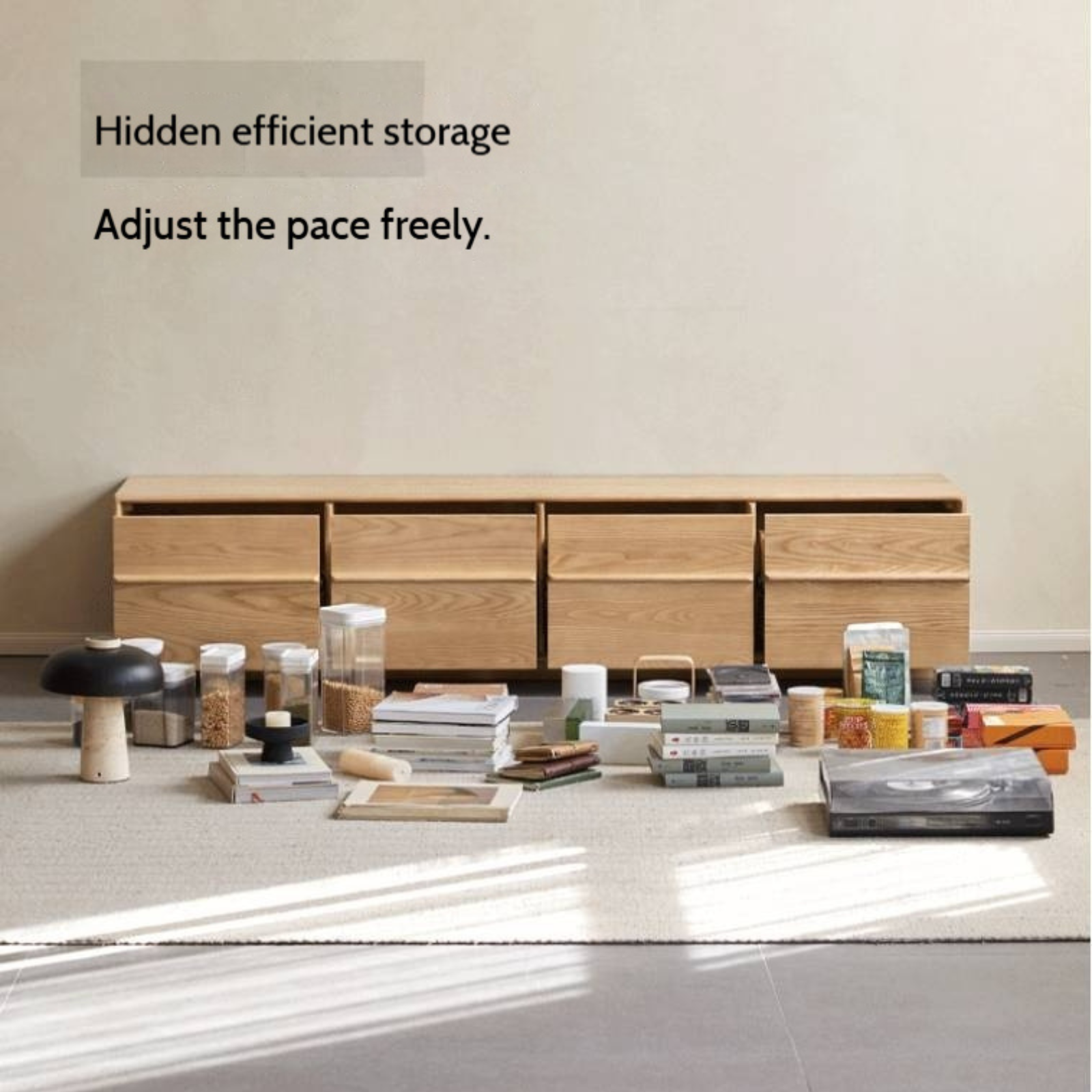 Ash Solid Wood Wabi-Sabi Style TV Cabinet