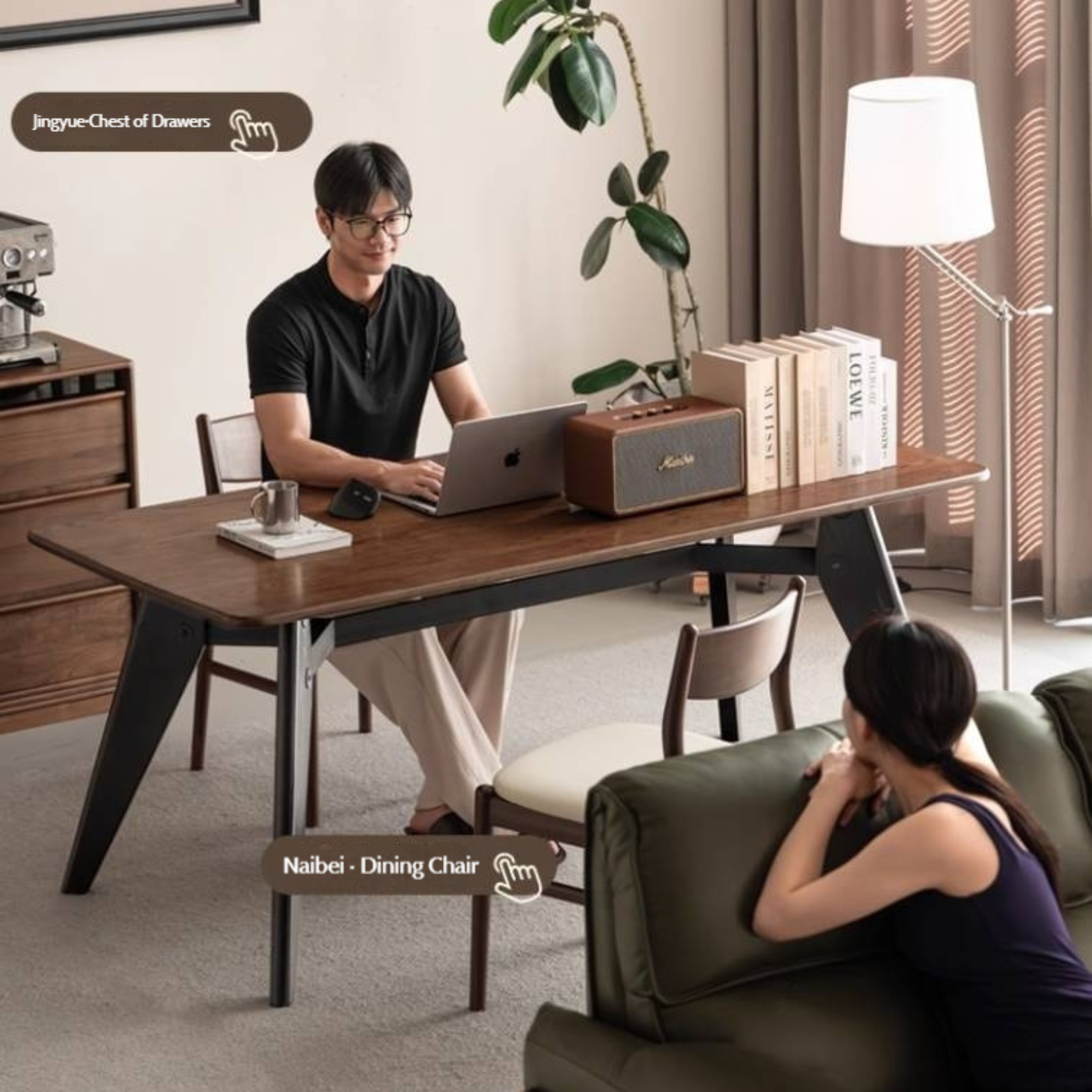 Oak Solid Wood Italian Light Luxury Dining Table