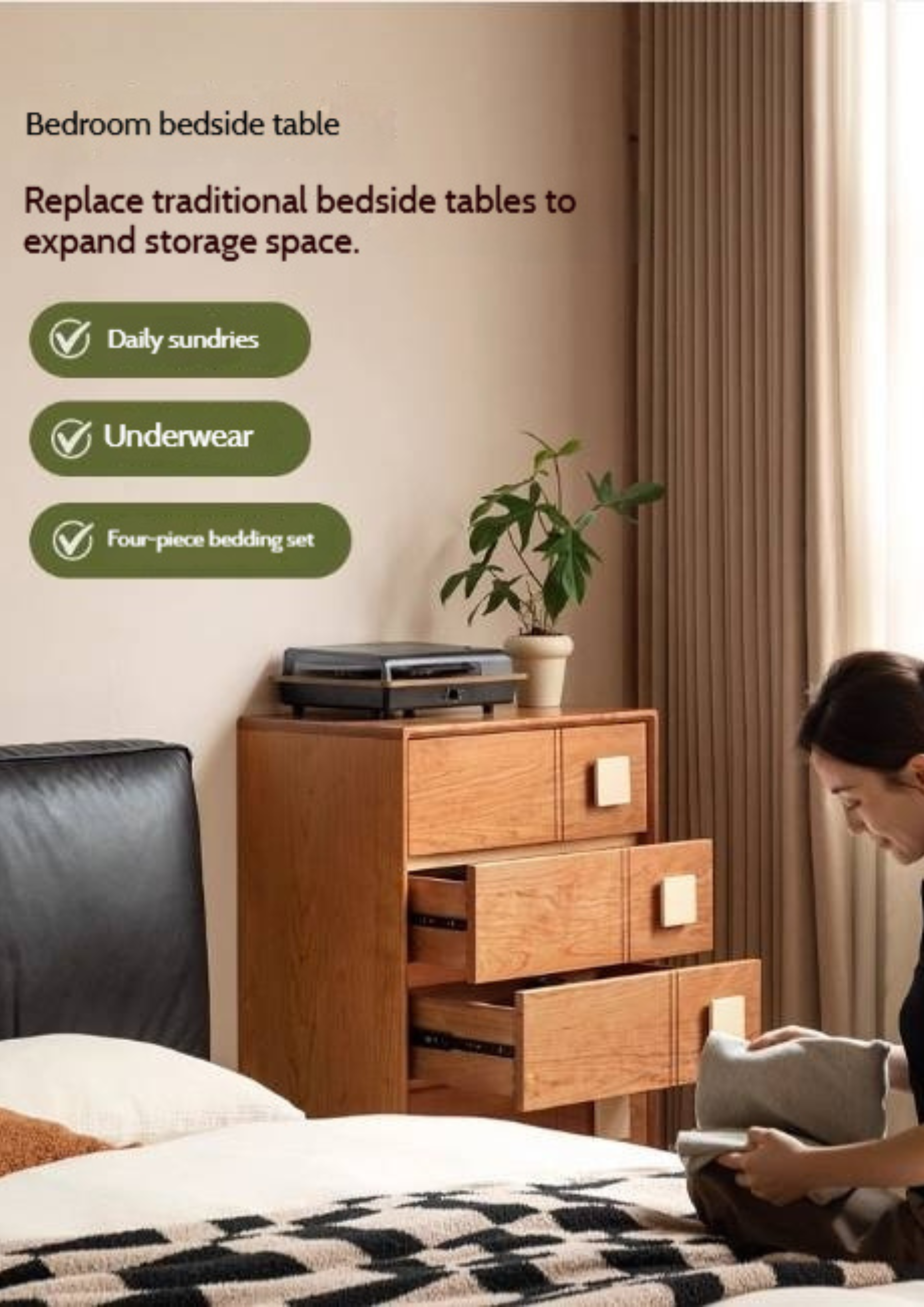 Cherry Solid Wood Retro Five-Drawer Chest