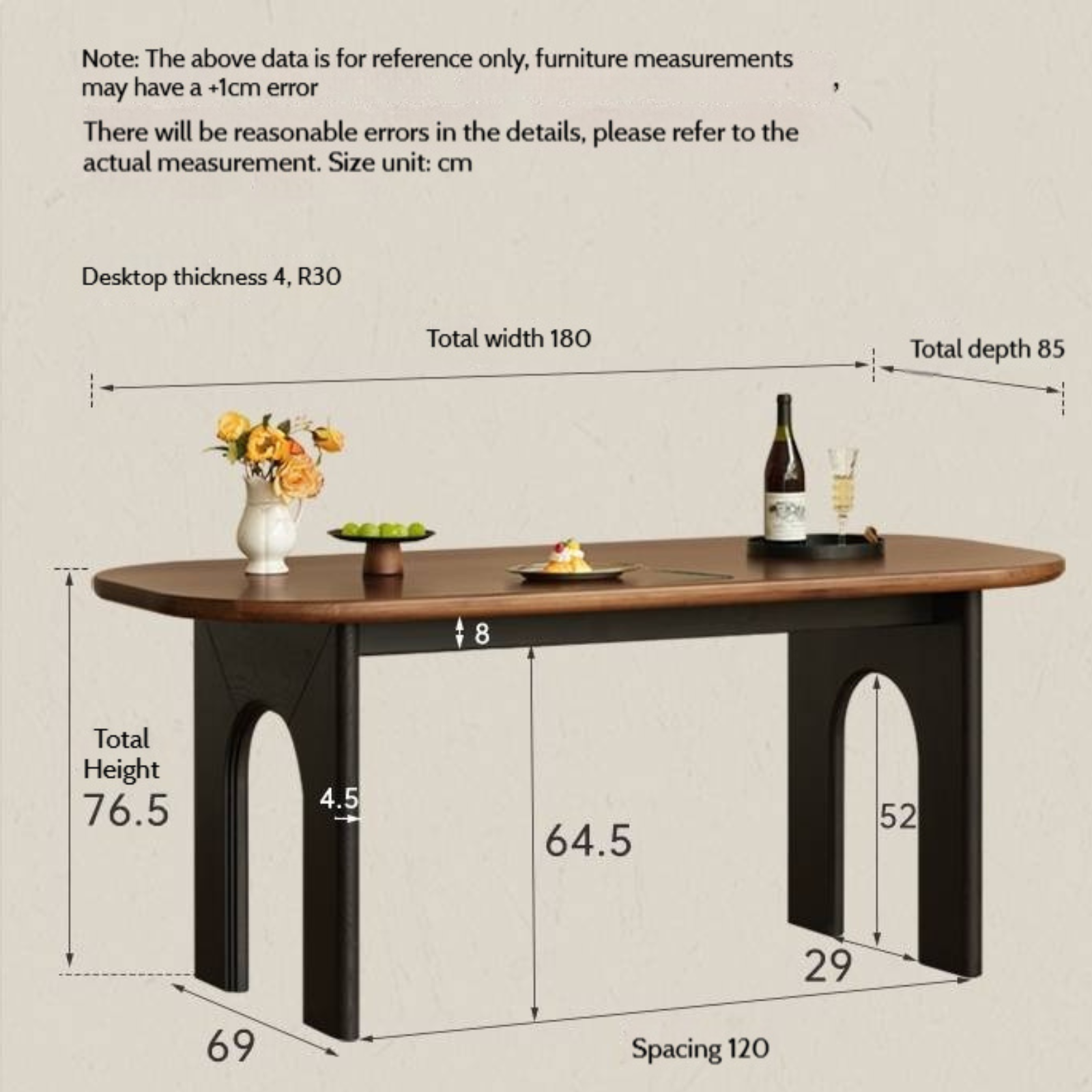 Black Walnut Solid Wood French Retro Style Dining Table