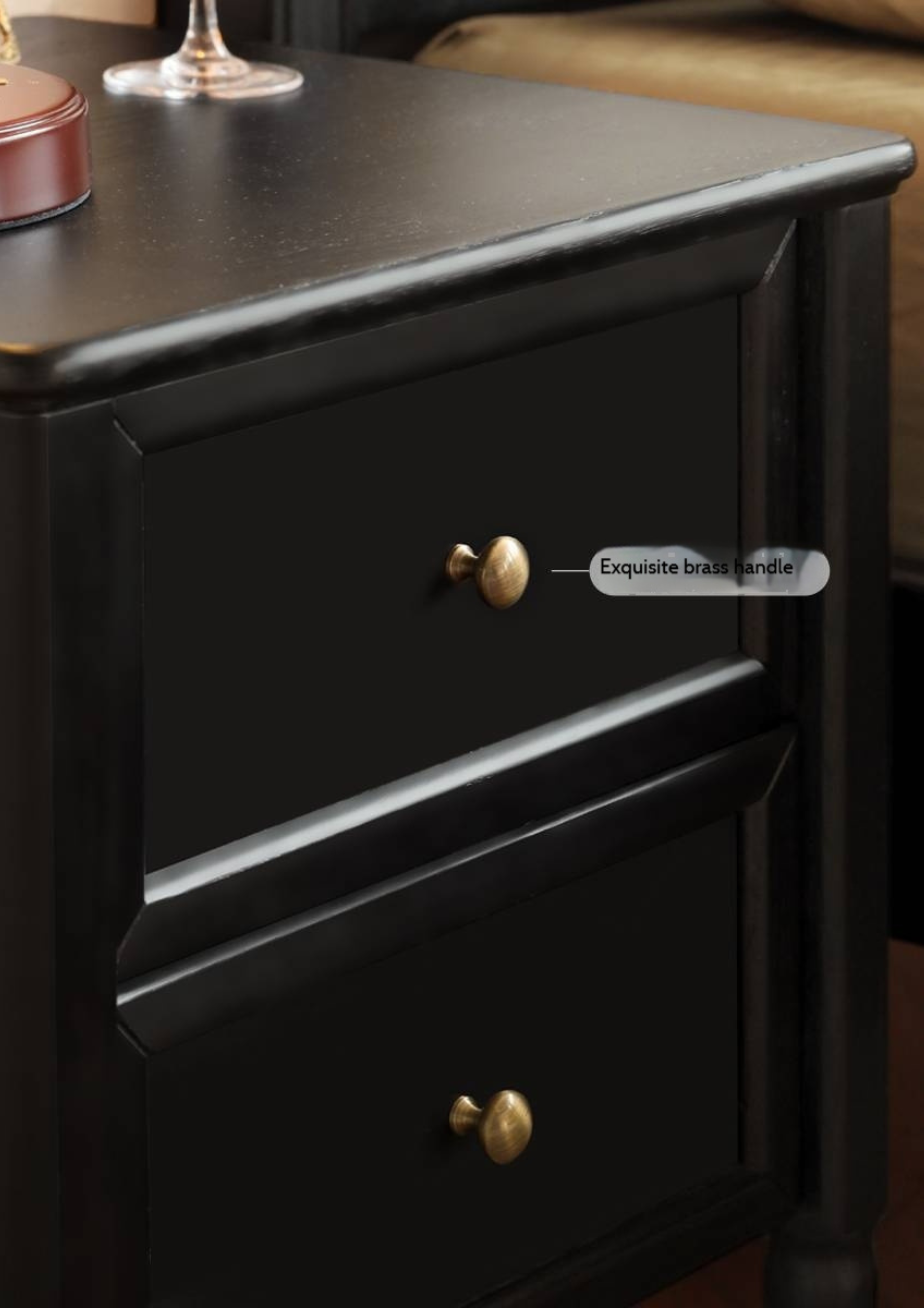 Solid Rubberwood Retro Style, American Style Nightstand