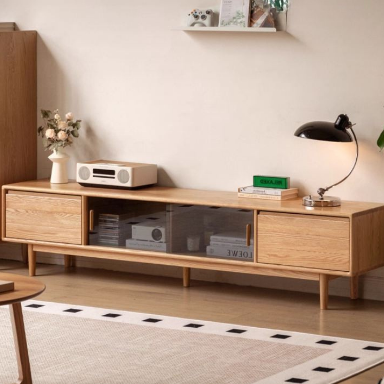 Oak Solid Wood Modern TV Cabinet