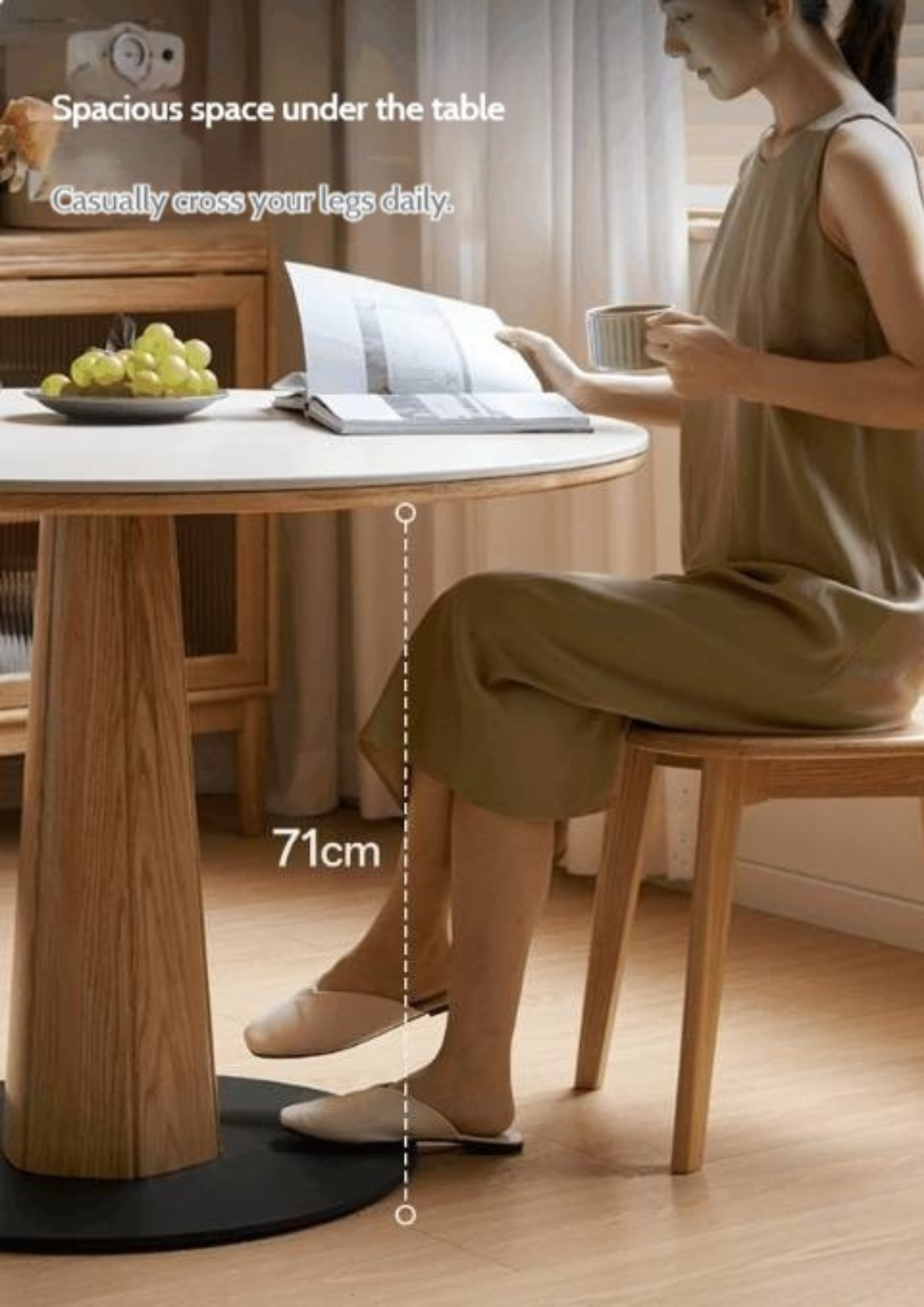 Oak Solid Wood Slab Round Dining Table