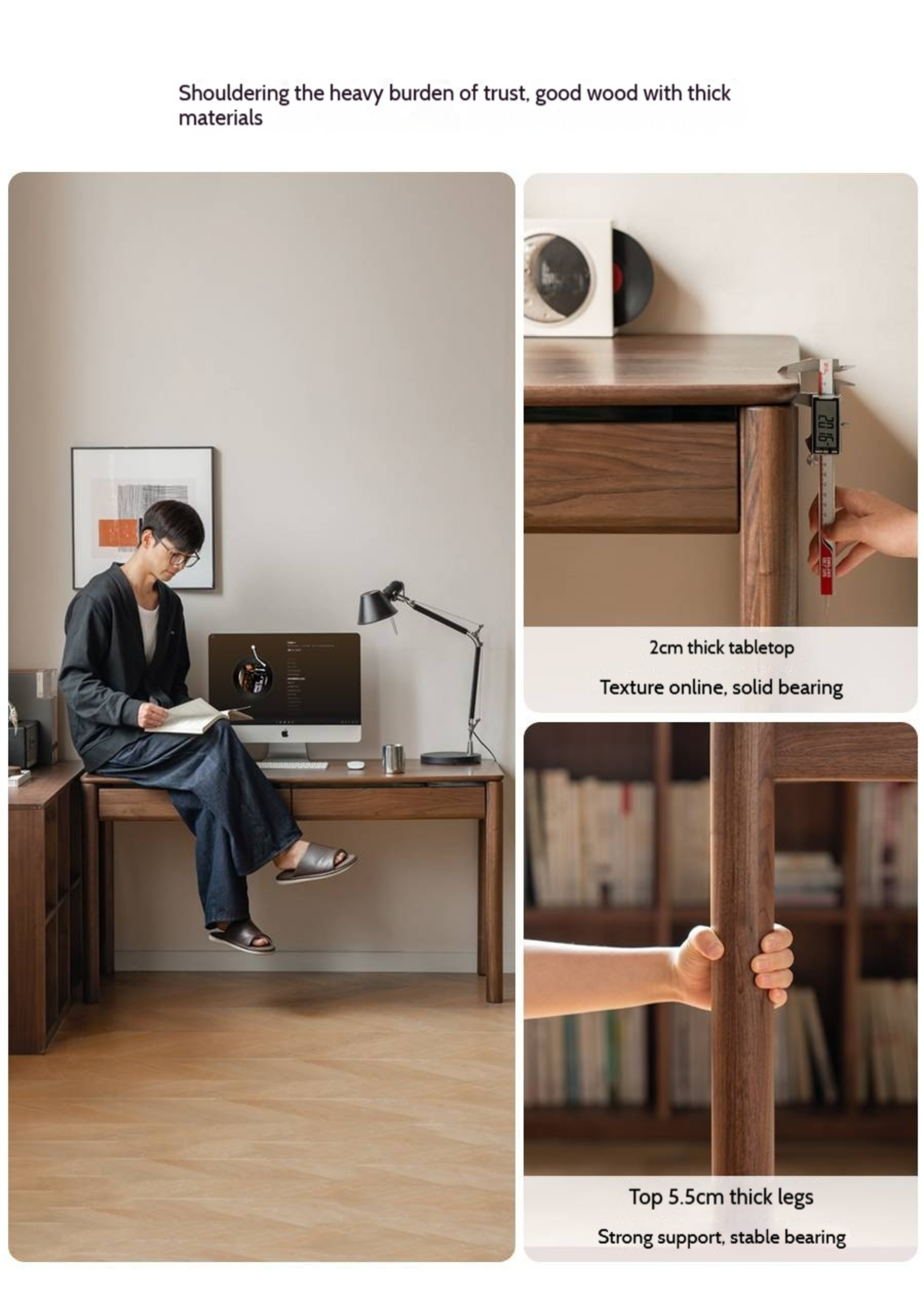 Black Walnut Solid Wood Luxury Office Desk