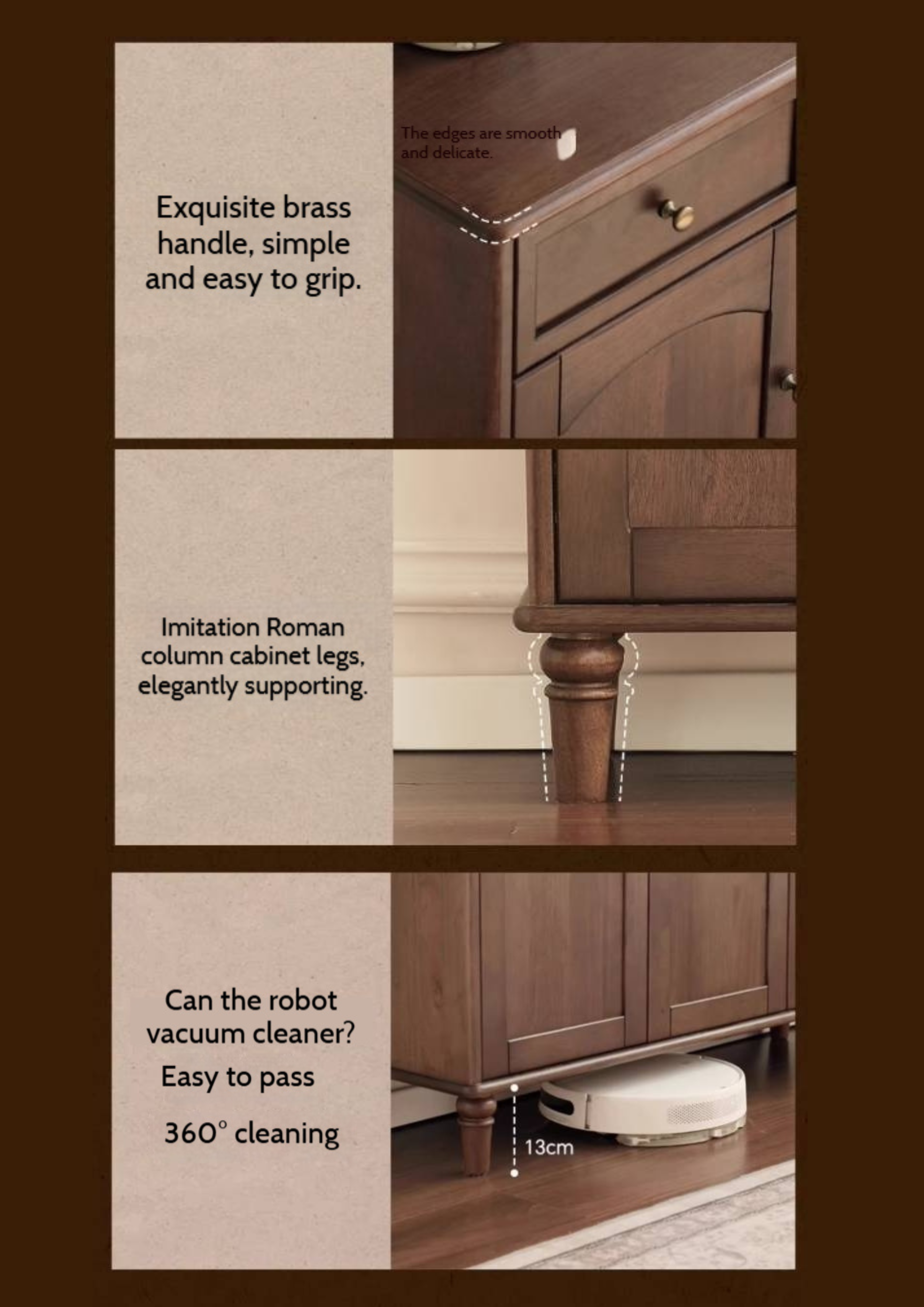 Sandalwood Solid Wood American Retro Storage Shoe Cabinet