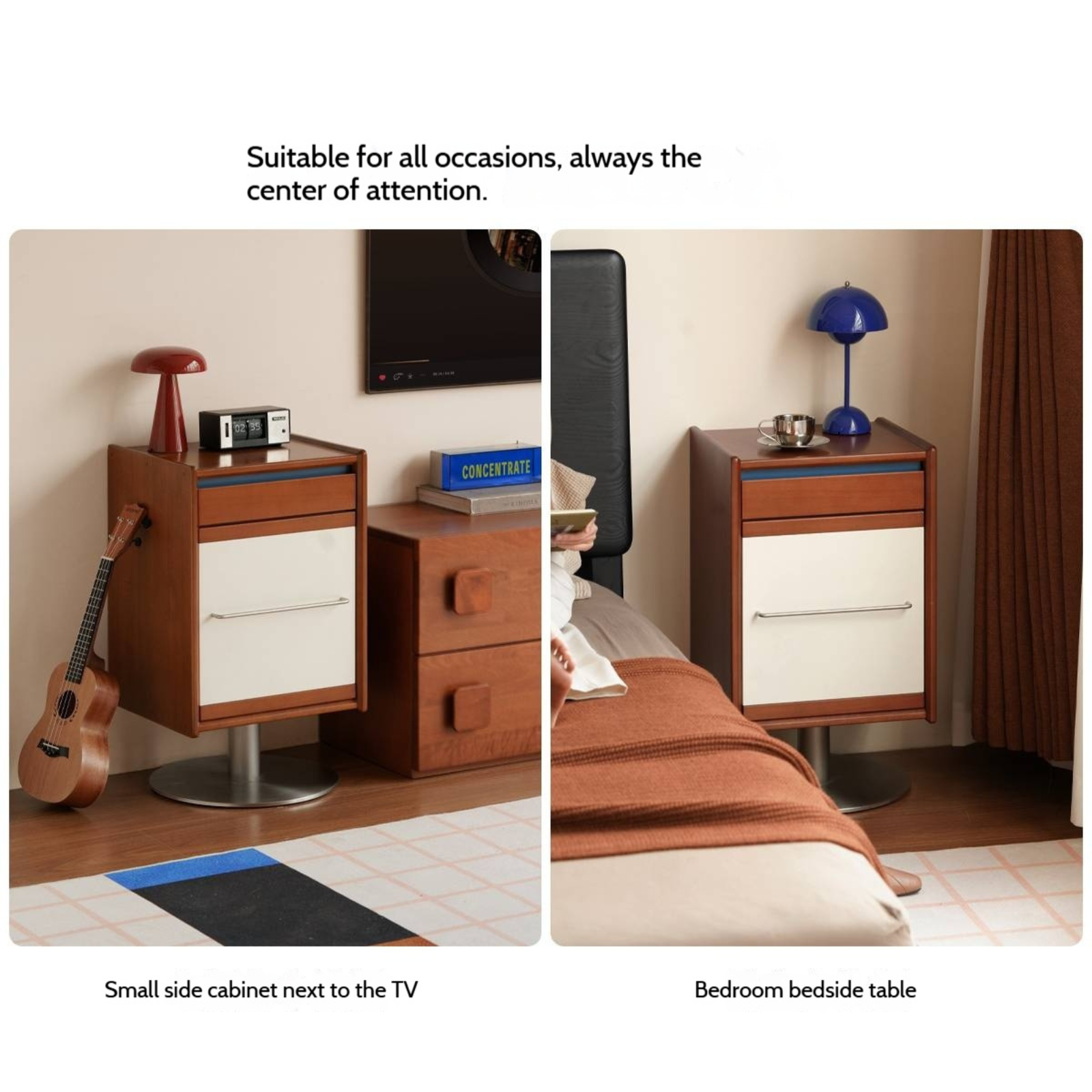 Poplar Solid Wood Vintage Side Table