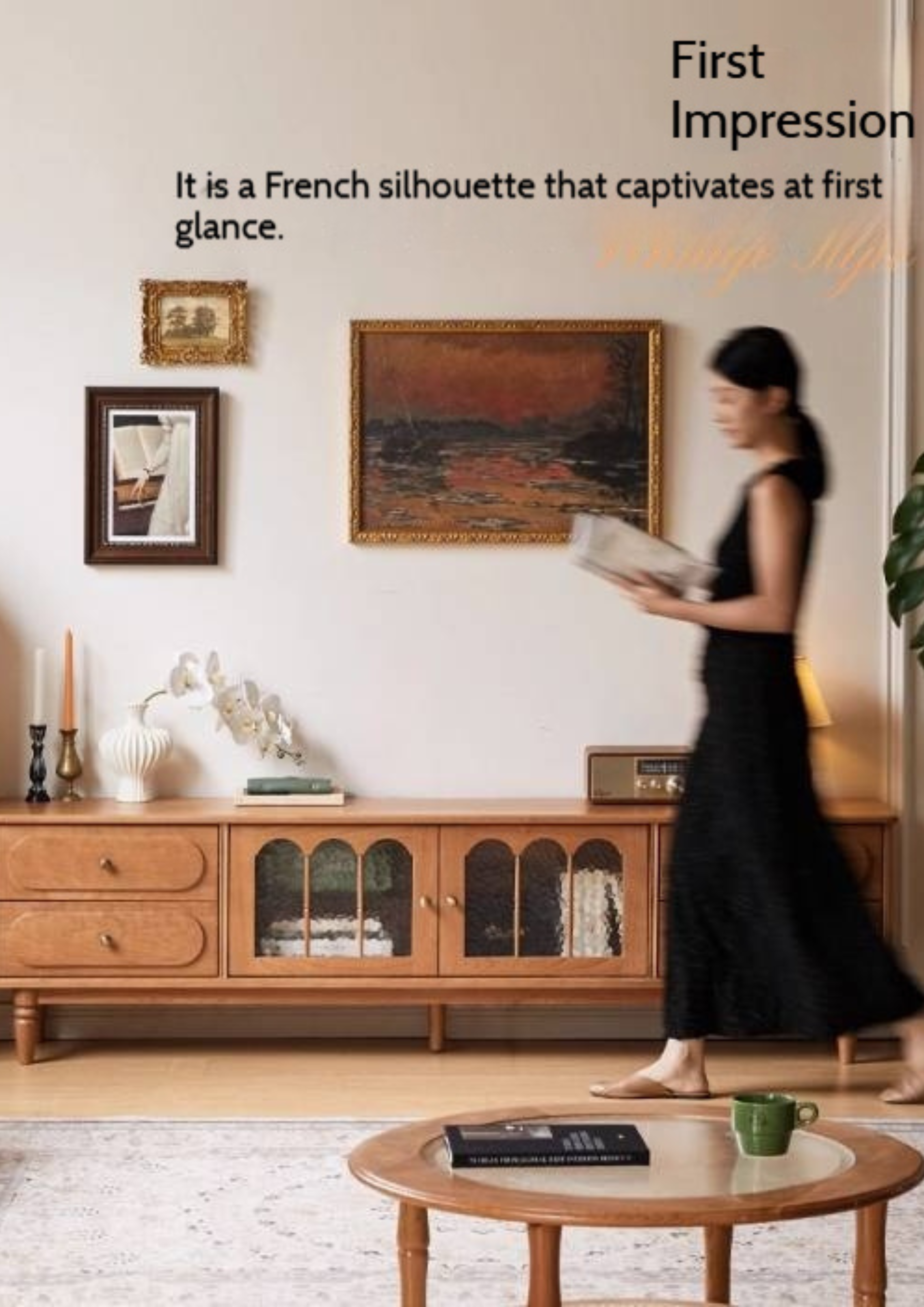 Cherry Solid Wood Style French Retro TV Stand