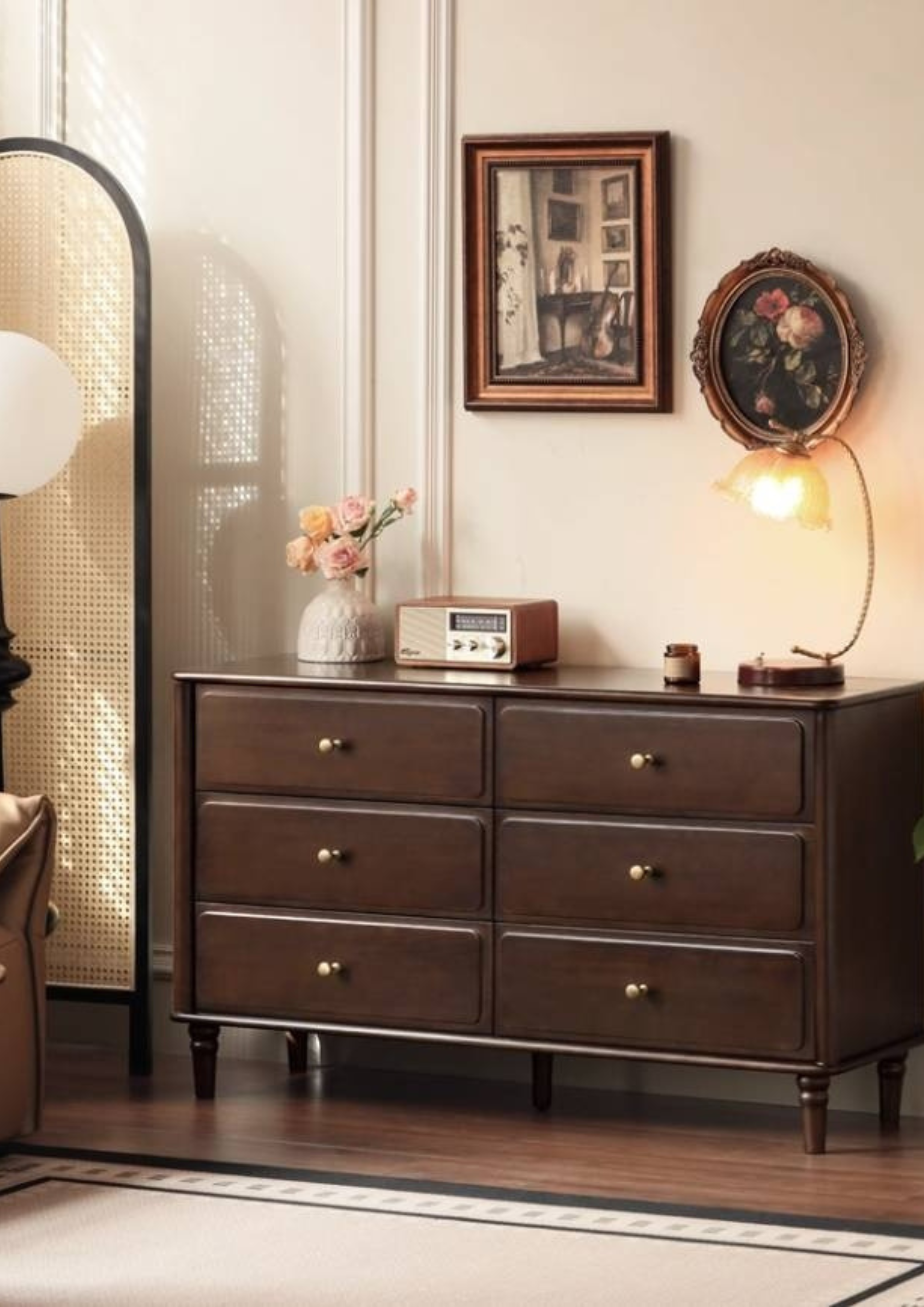 Black Walnut Solid Wood American Retro Chest of Drawers