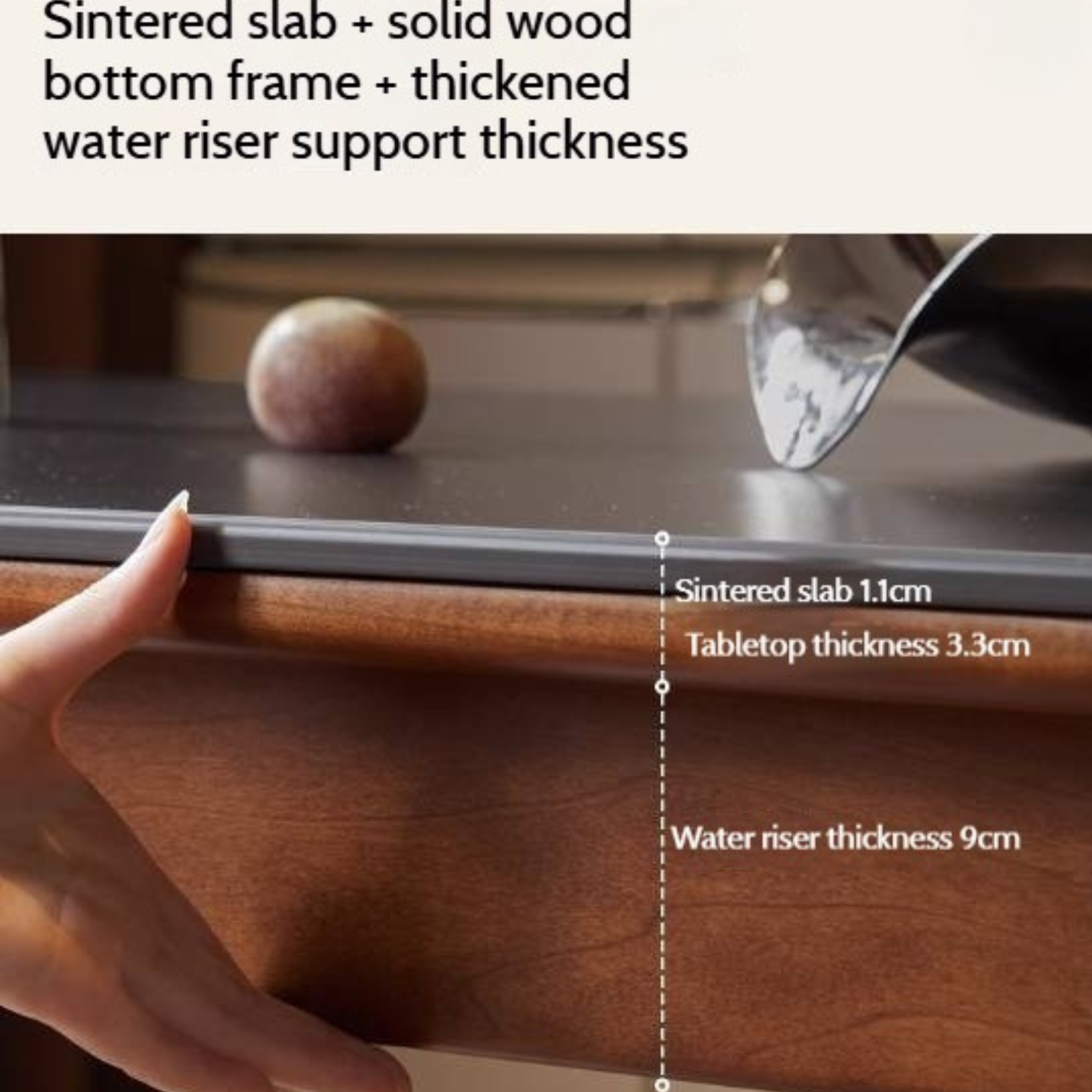 Tulipwood Solid Wood Vintage Style Restaurant Stone Slab Dining Table