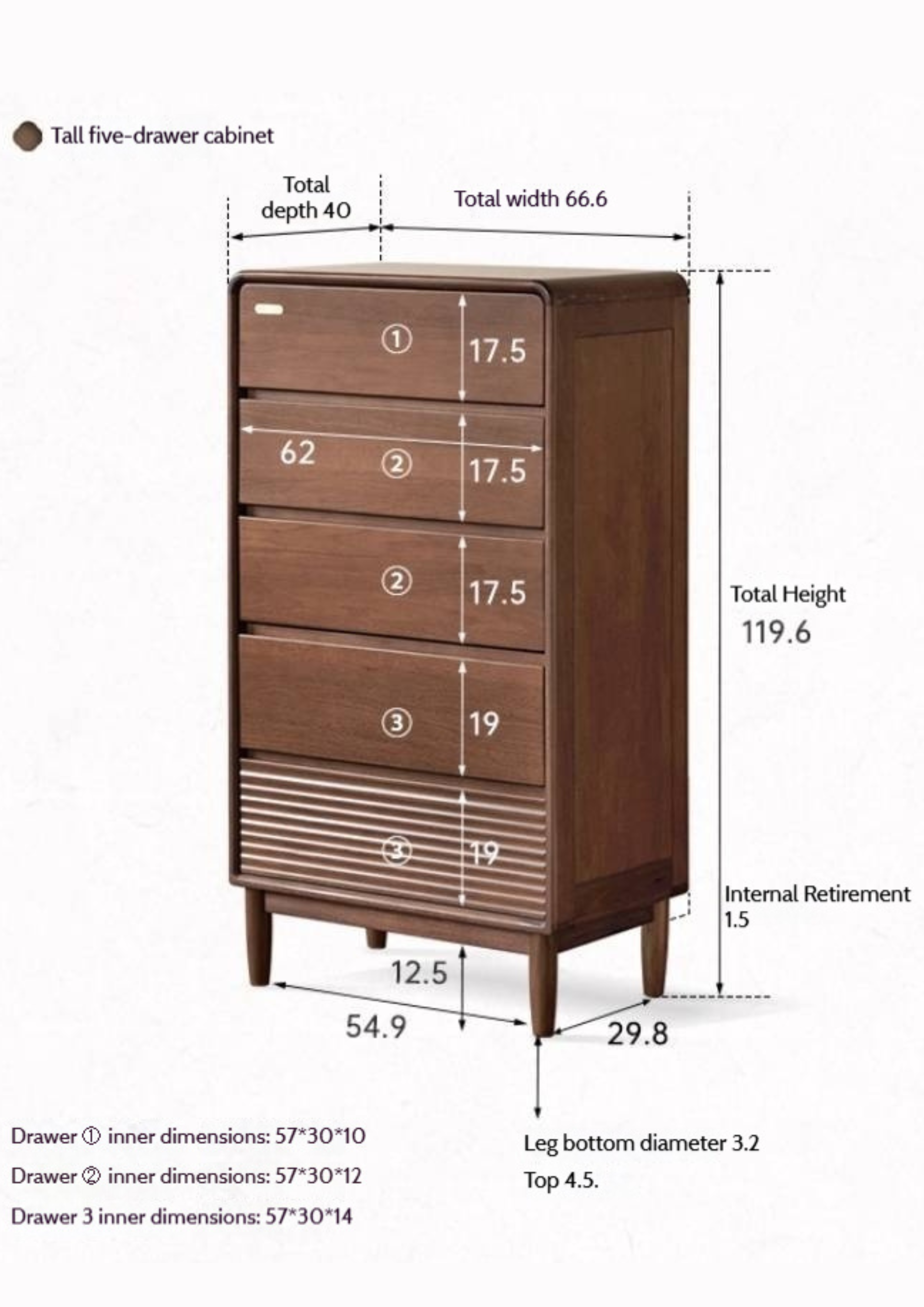 Cypress Solid Wood Modern Chest of Drawers