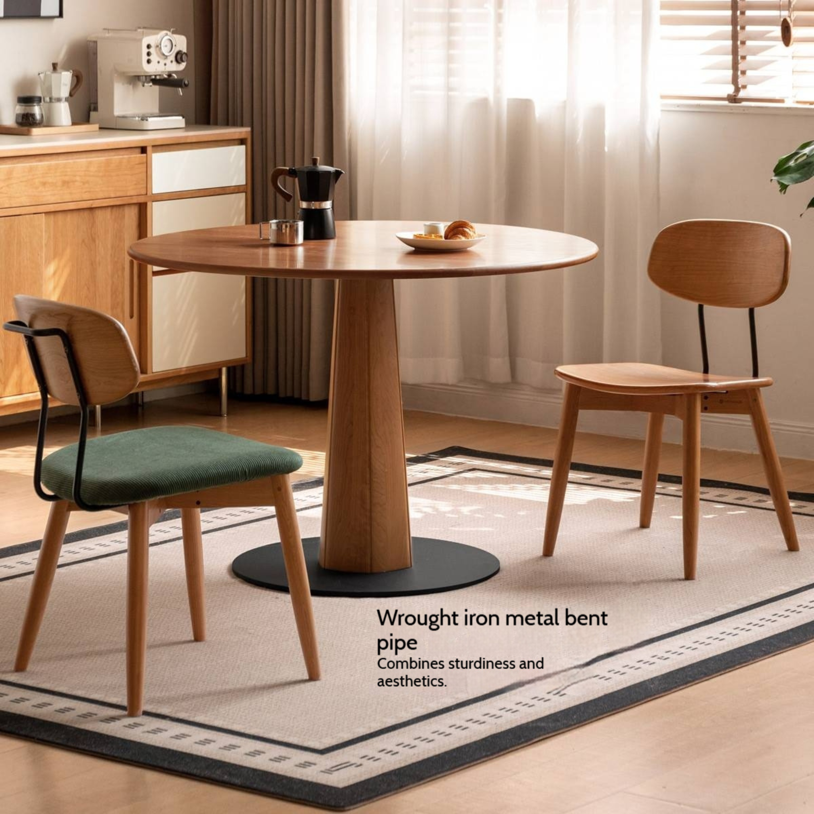 Set 4 pcs Cherry Solid Wood Bauhaus Style Retro Dining Chair