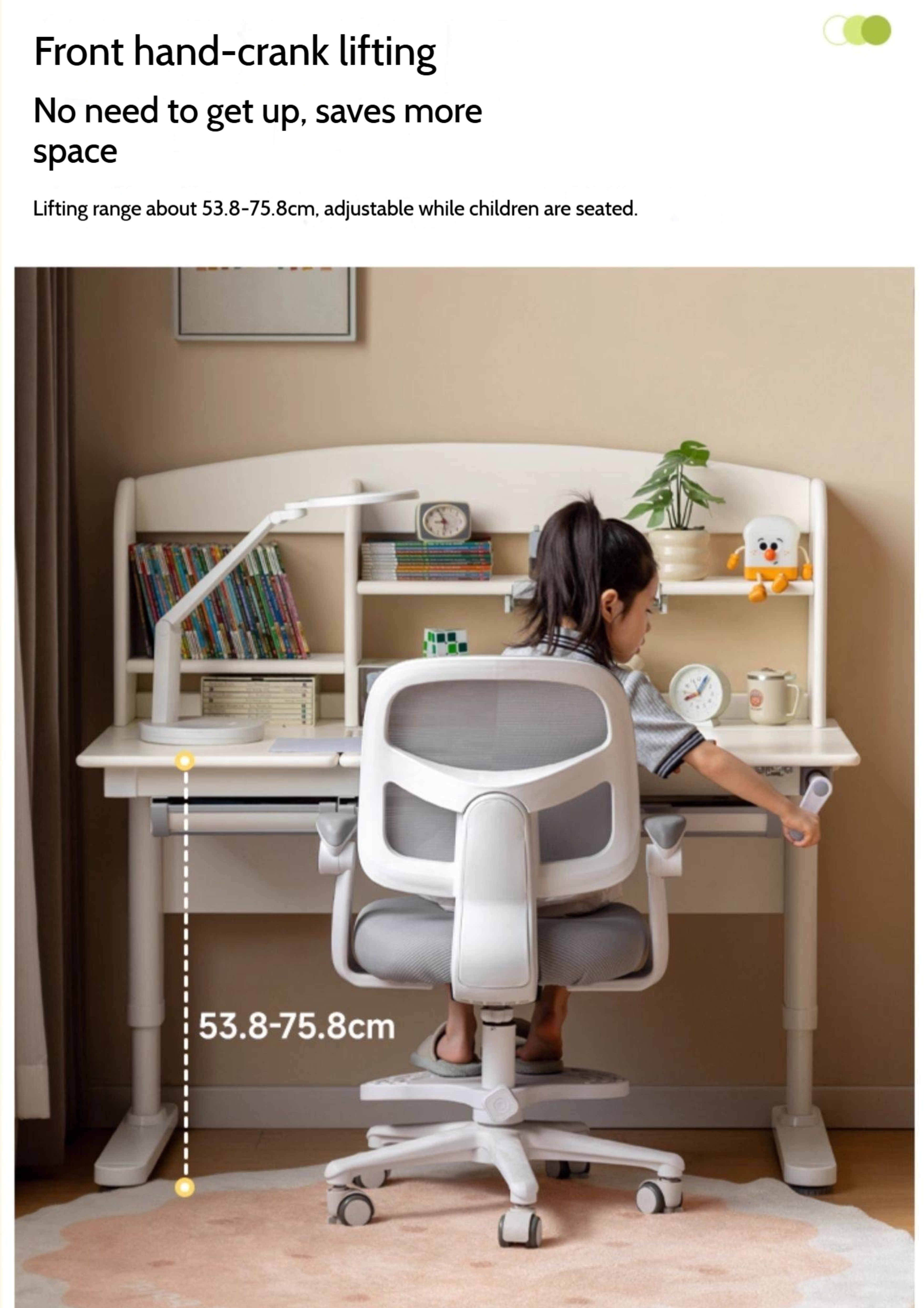 Solid Rubberwood Cream Style Children's Learning Desk
