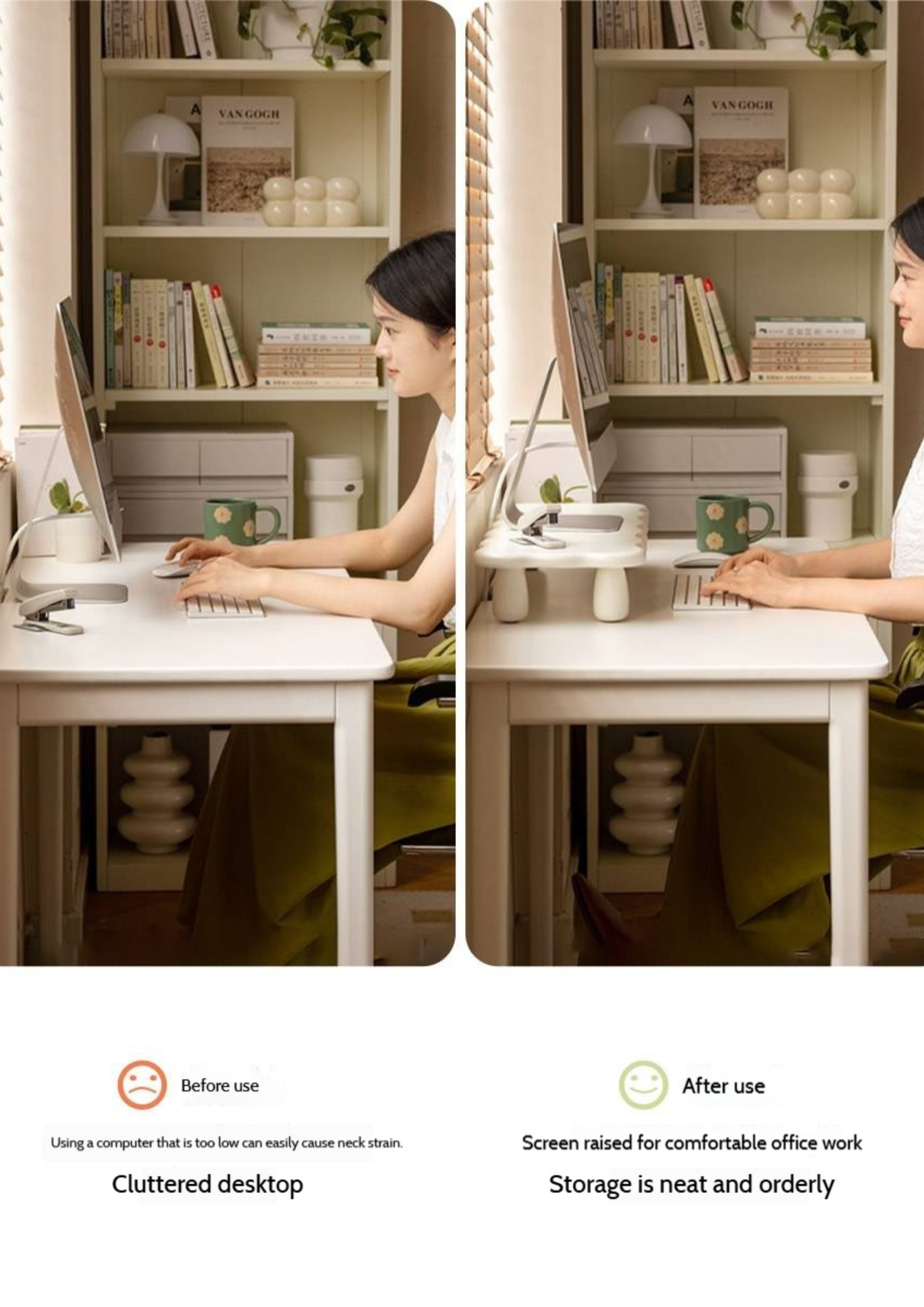 Tulipwood Solid Wood Computer Desktop, Storage Rack