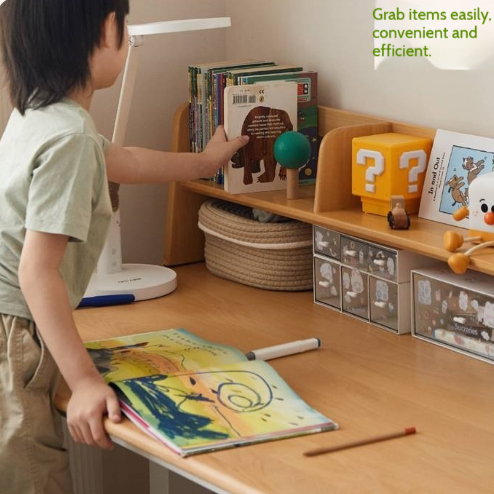 Beech Solid Wood Children's Electric Learning Desk