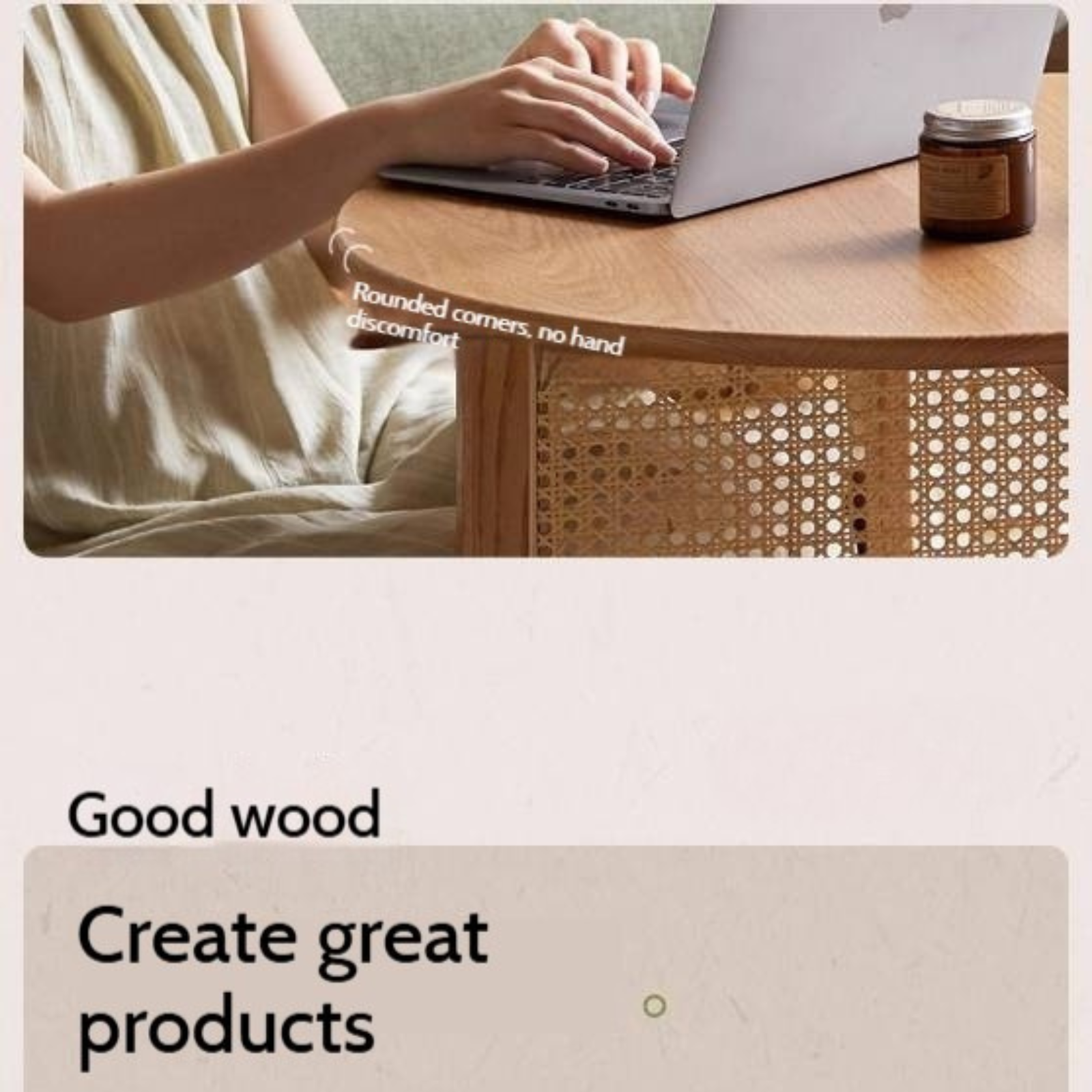 Oak Solid Wood Modern Rattan Coffee Table