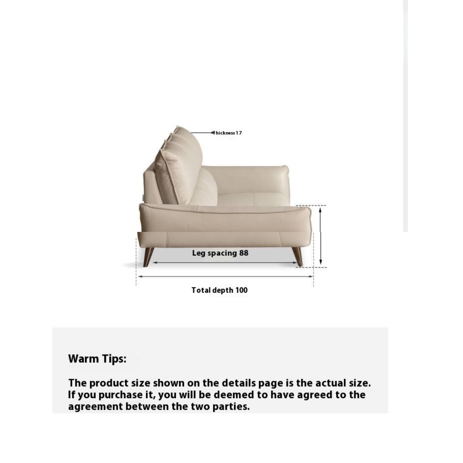 Genuine Top Grain Leather  Modern Sofa, Clean Line Contemporary Design