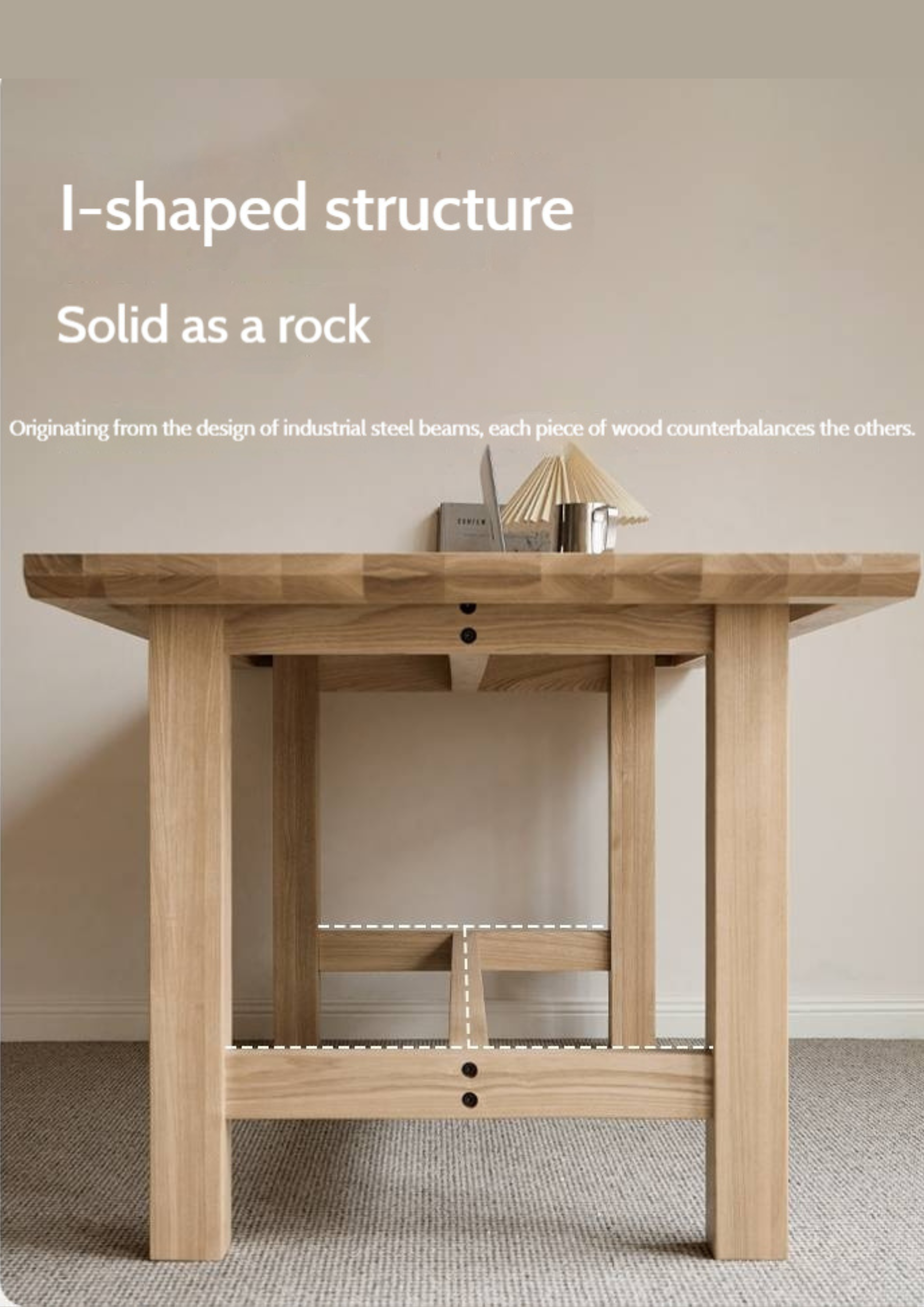 Ash Solid Wood Wabi Sabi Style Dining Table