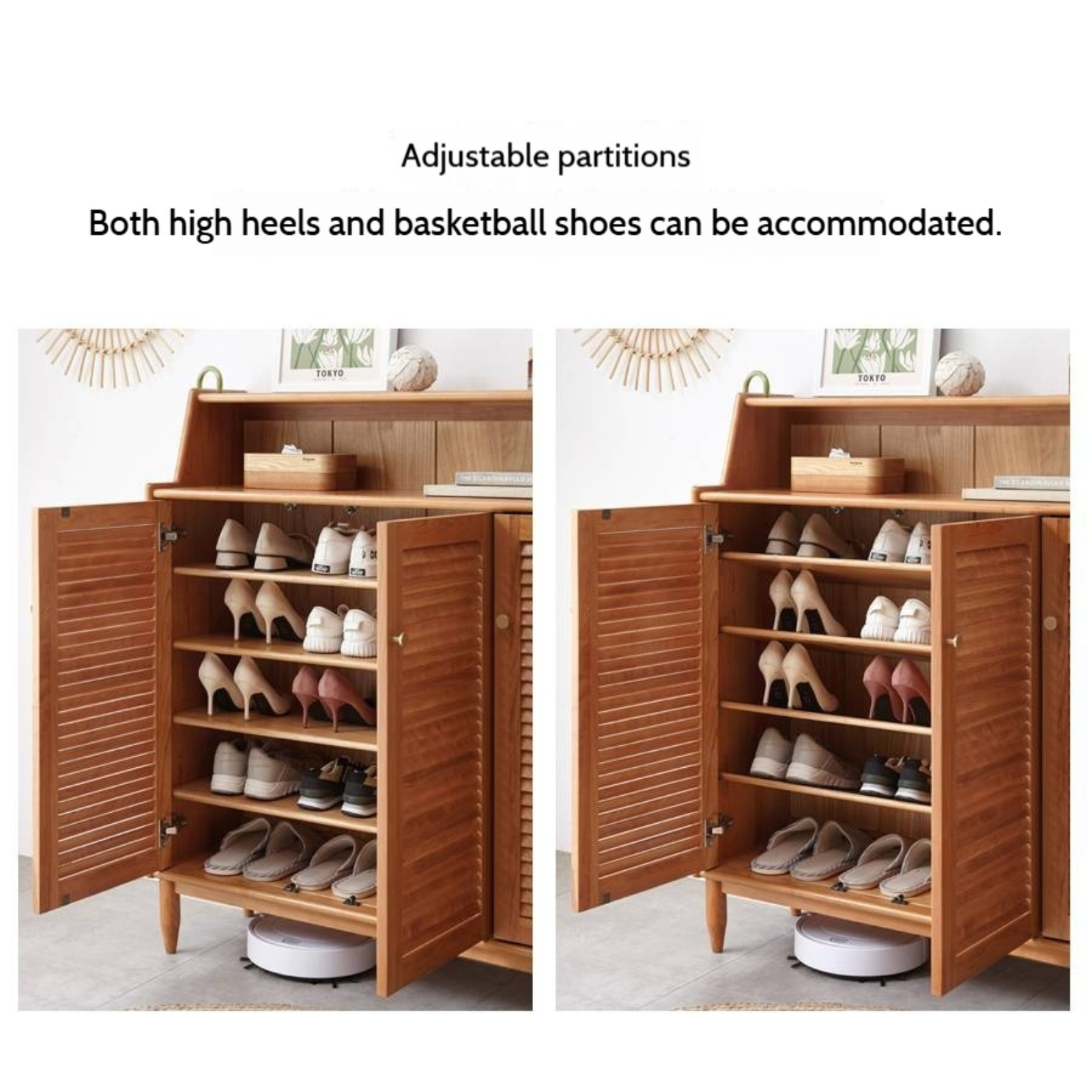 Cherry Solid Wood Entrance Shoe Cabinet