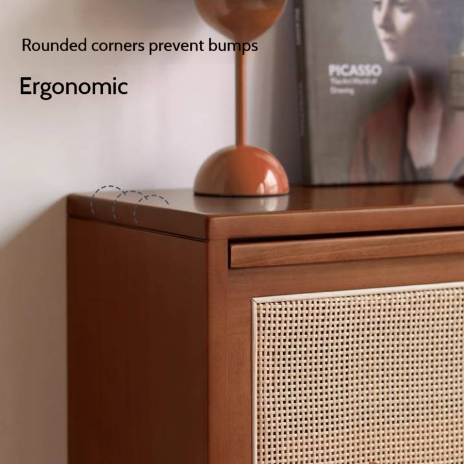 Tulipwood Solid Wood Rattan Shoe Cabinet Antique Style