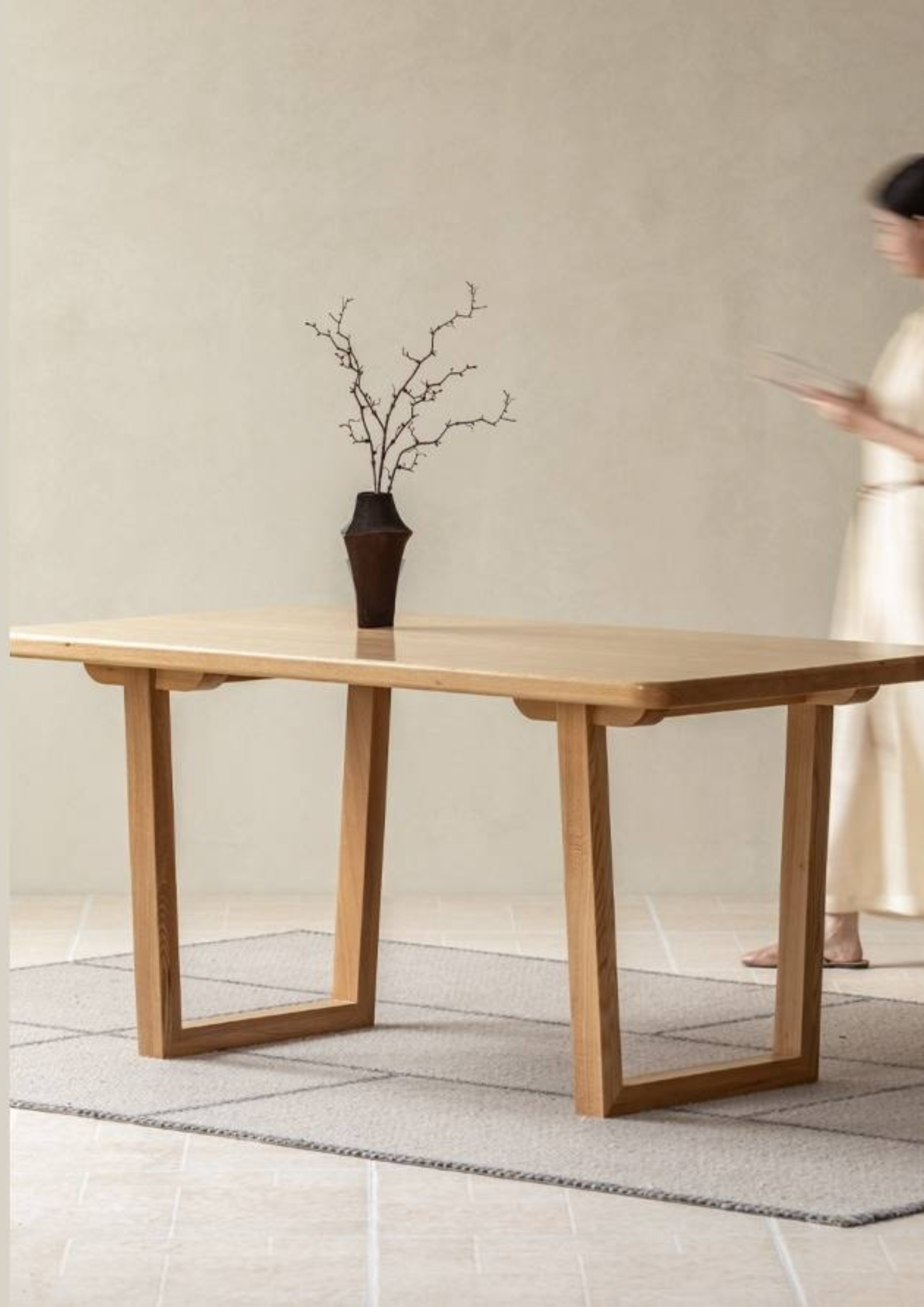Ash, Oak, Elm Solid Wood Wabi Sabi Style Dining Table