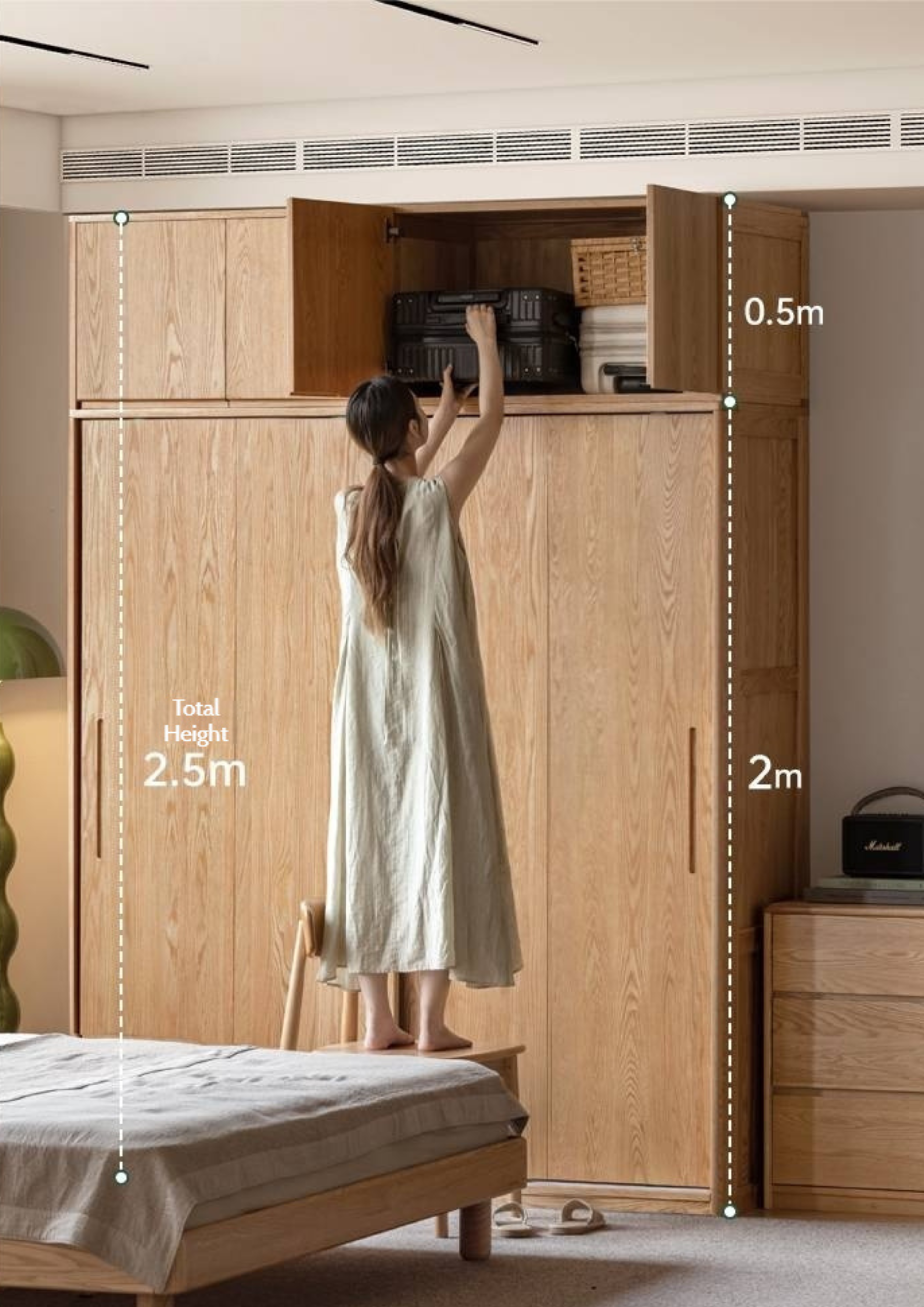 Oak, Ash, Cherry Solid Wood Modern Simple Wardrobe Top