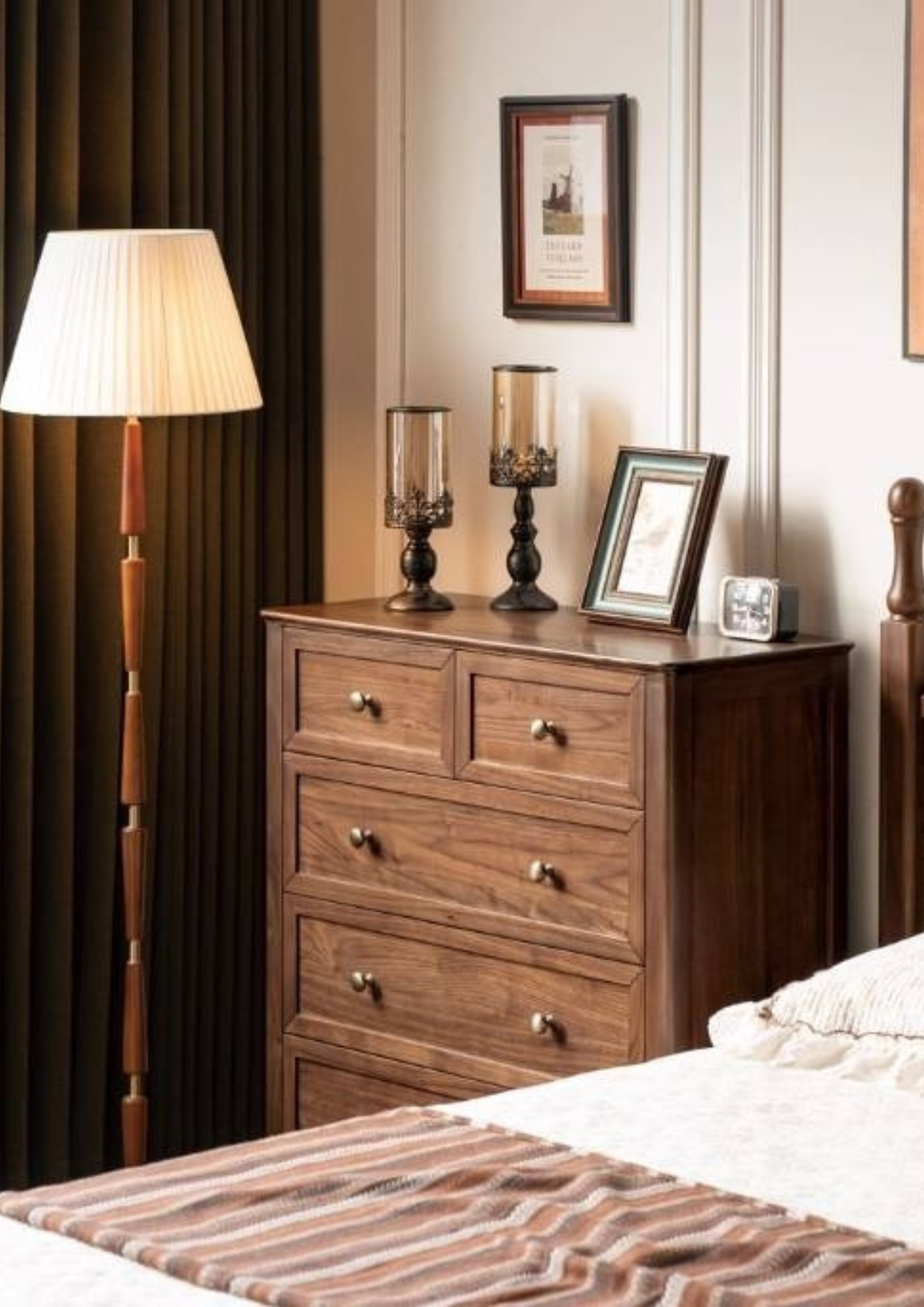 Black Walnut Solid Wood American Retro Chest of Drawers