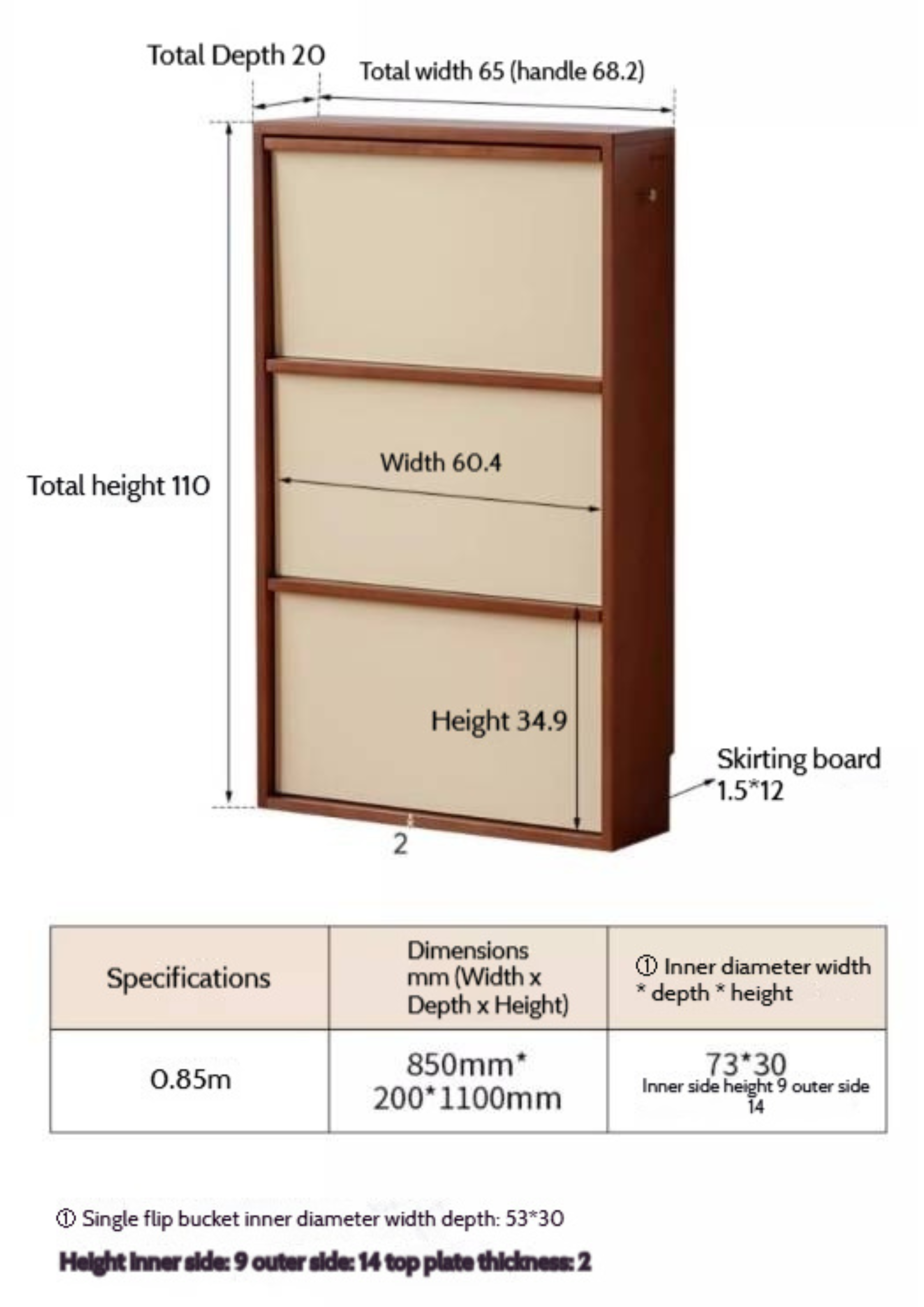 Poplar Solid Wood Middle Ages Style Shoe Cabinet