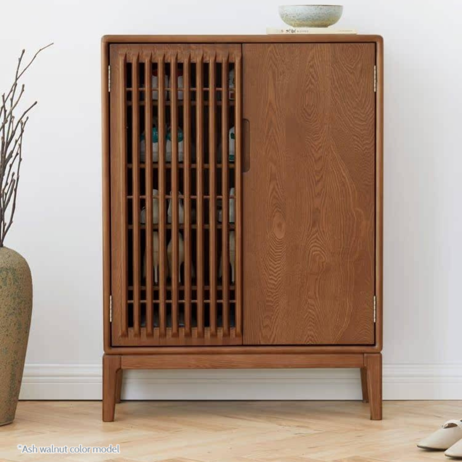 Ash Solid Wood Full Entrance Storage Shoe Cabinet