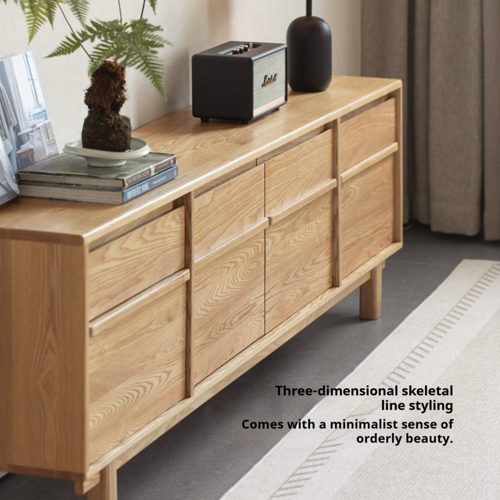 Ash Solid Wood Wabi-Sabi Style TV Cabinet