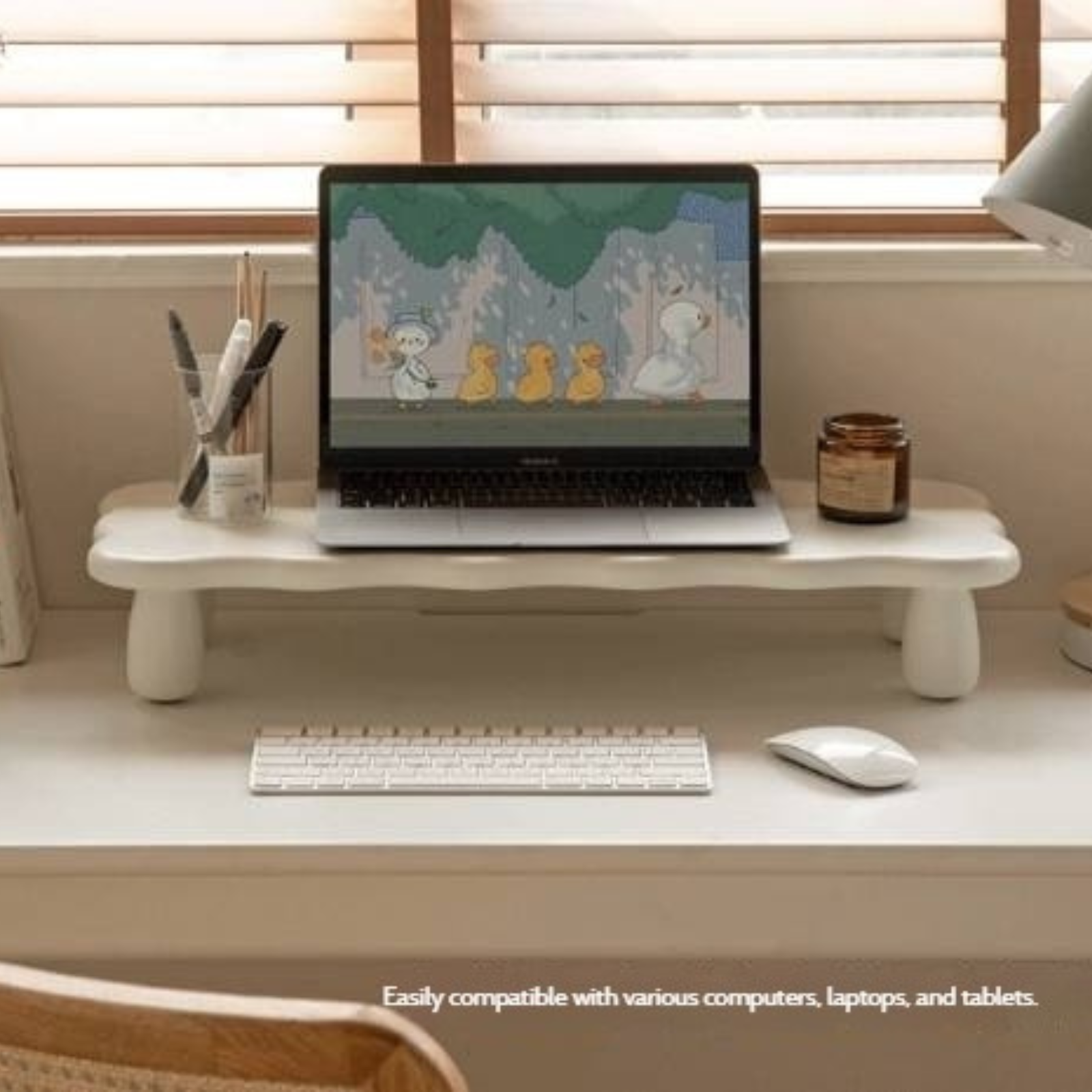 Tulipwood Solid Wood Computer Desktop, Storage Rack