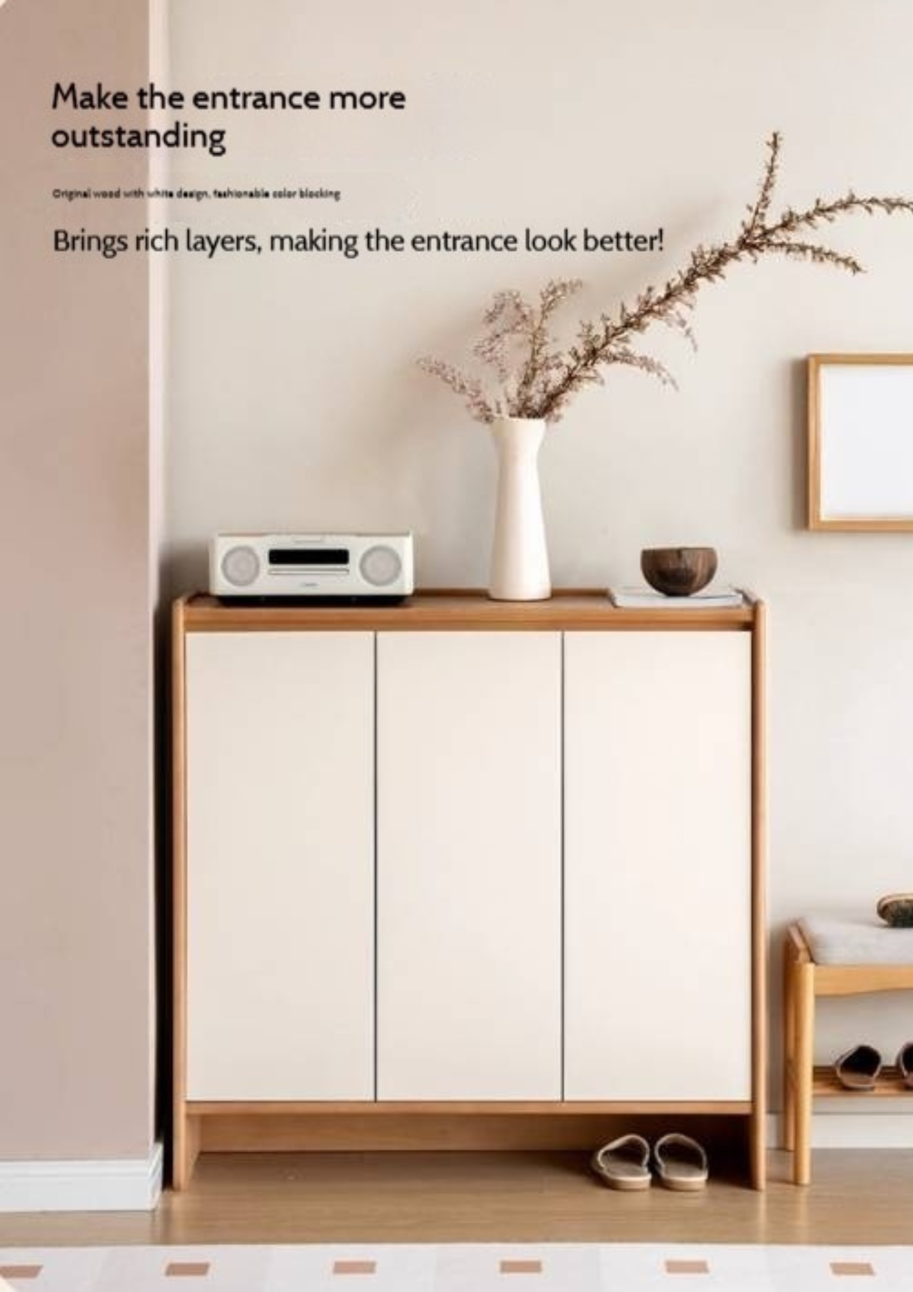 Solid Rubber Wood, Poplar Solid Wood Shoe Cabinet