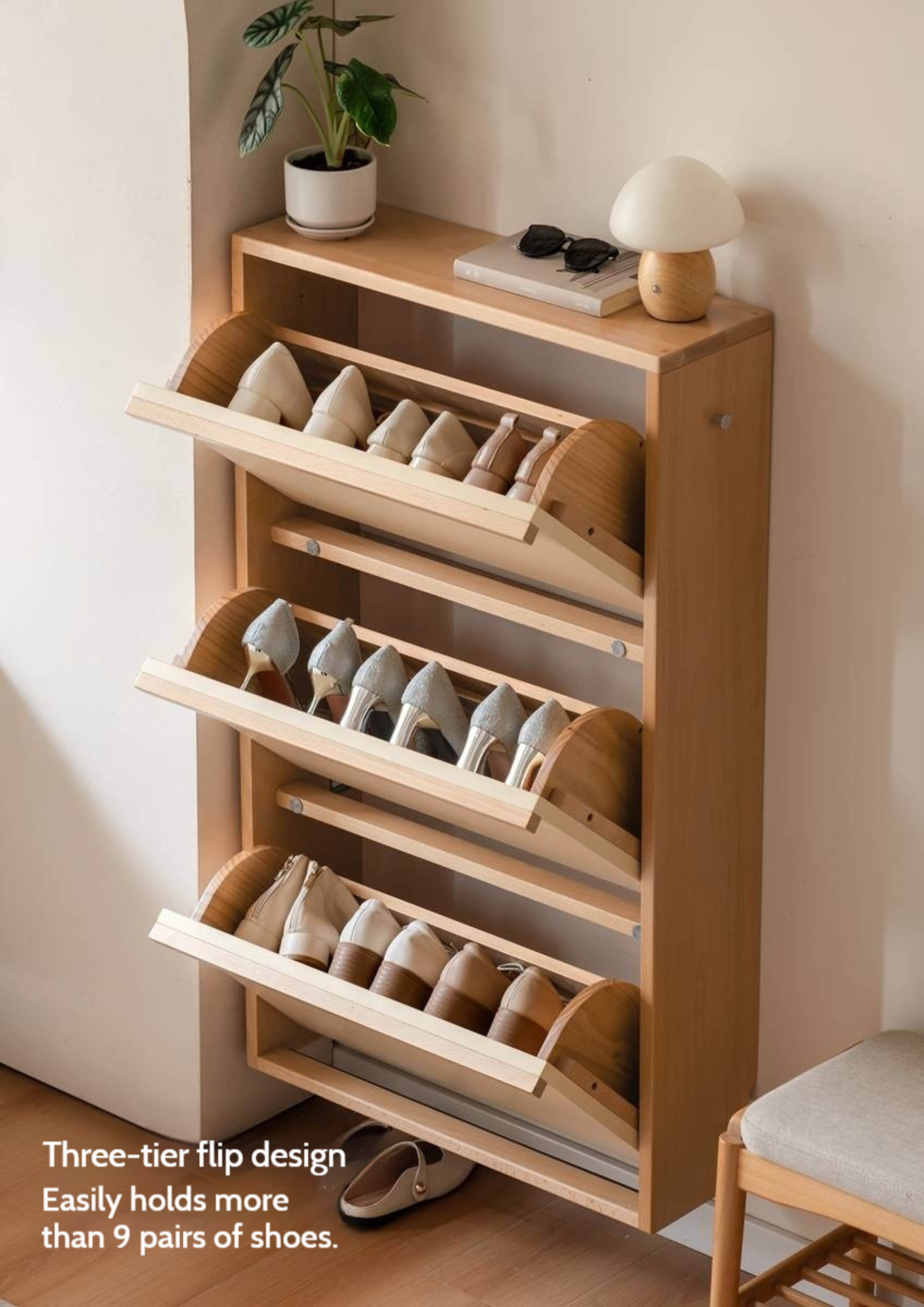 Beech Solid Wood Shoe Cabinet Hallway Cabinet