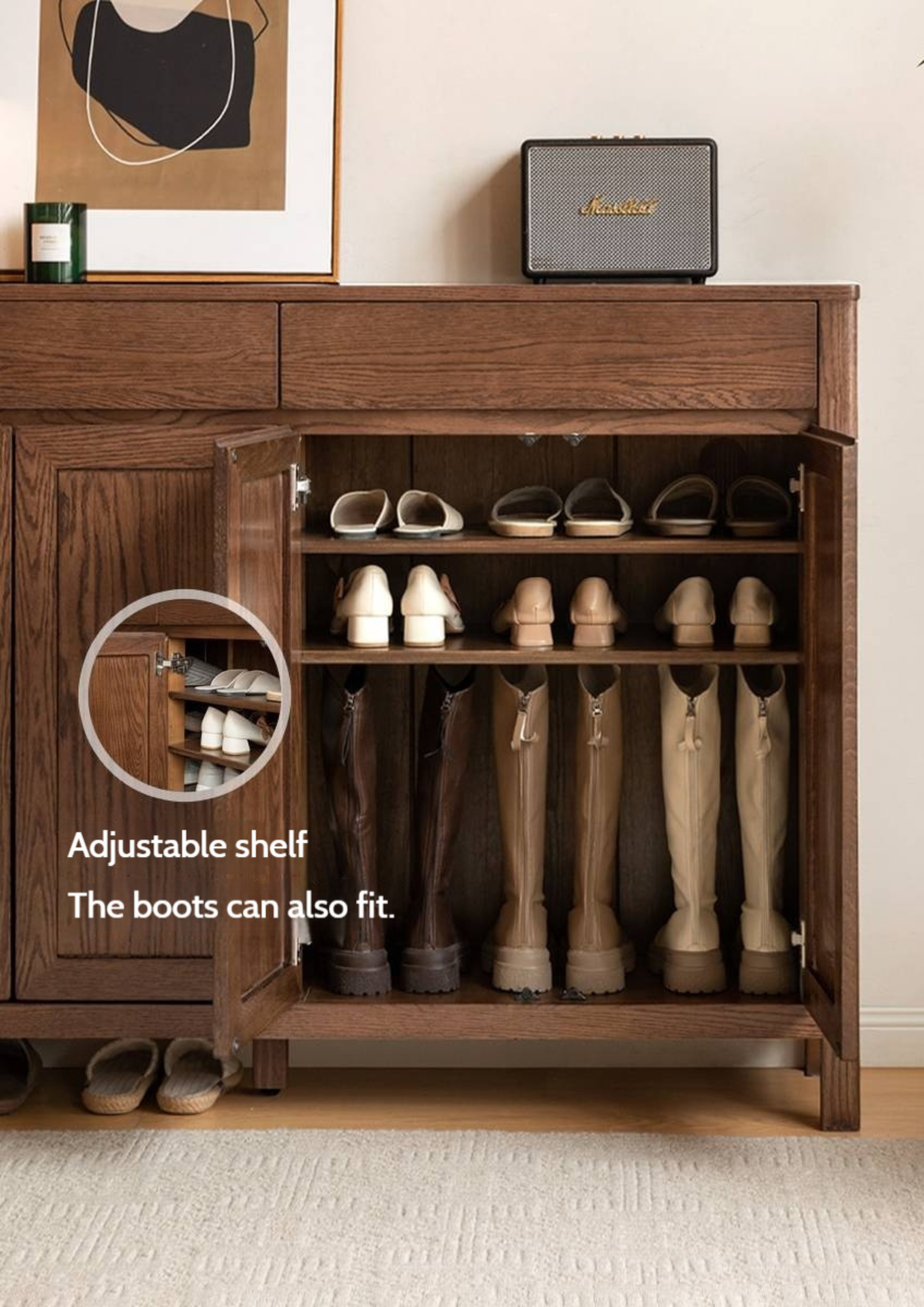 Ash Solid Wood Large Capacity Shoe Cabinet