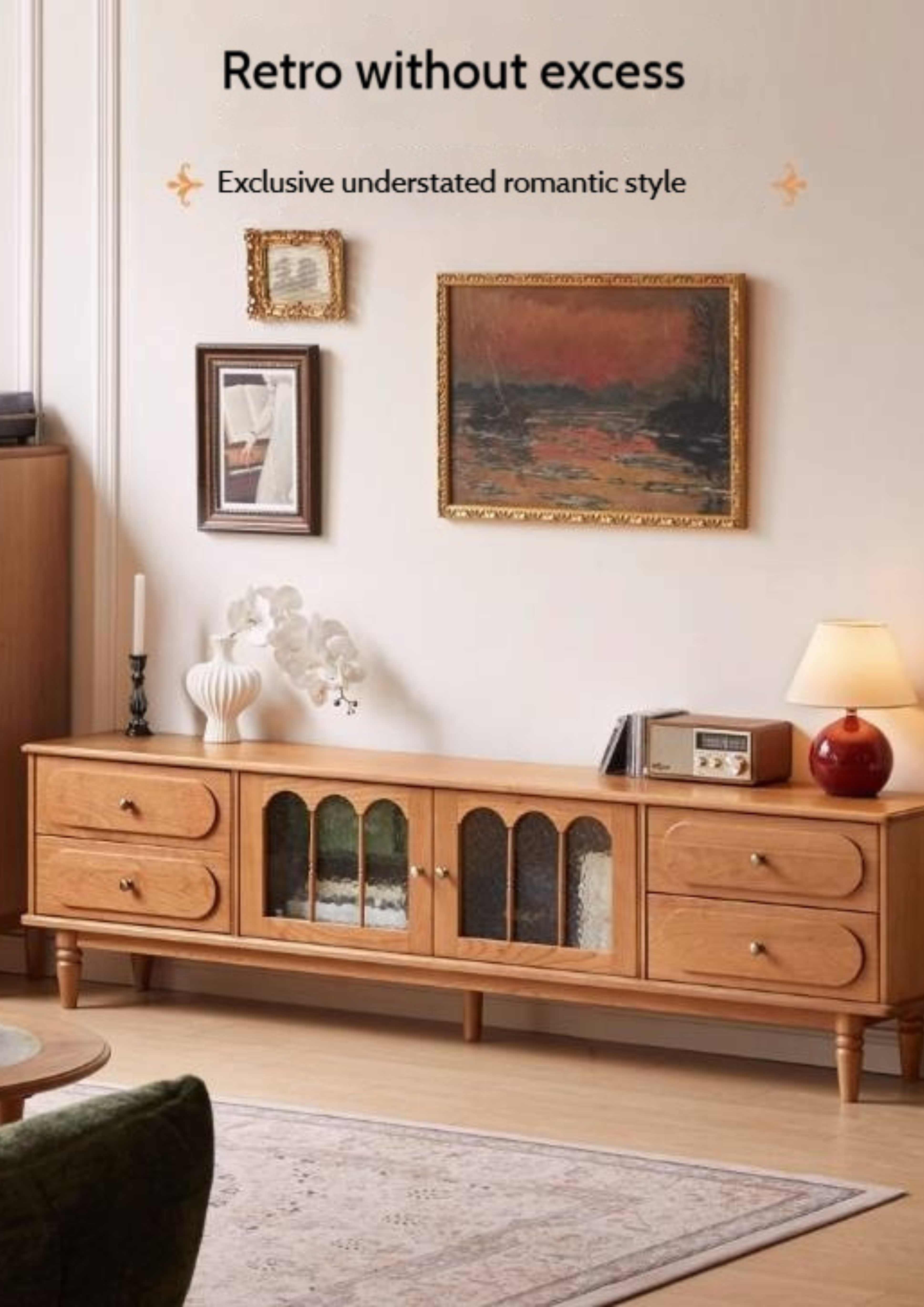 Cherry Solid Wood Style French Retro TV Stand