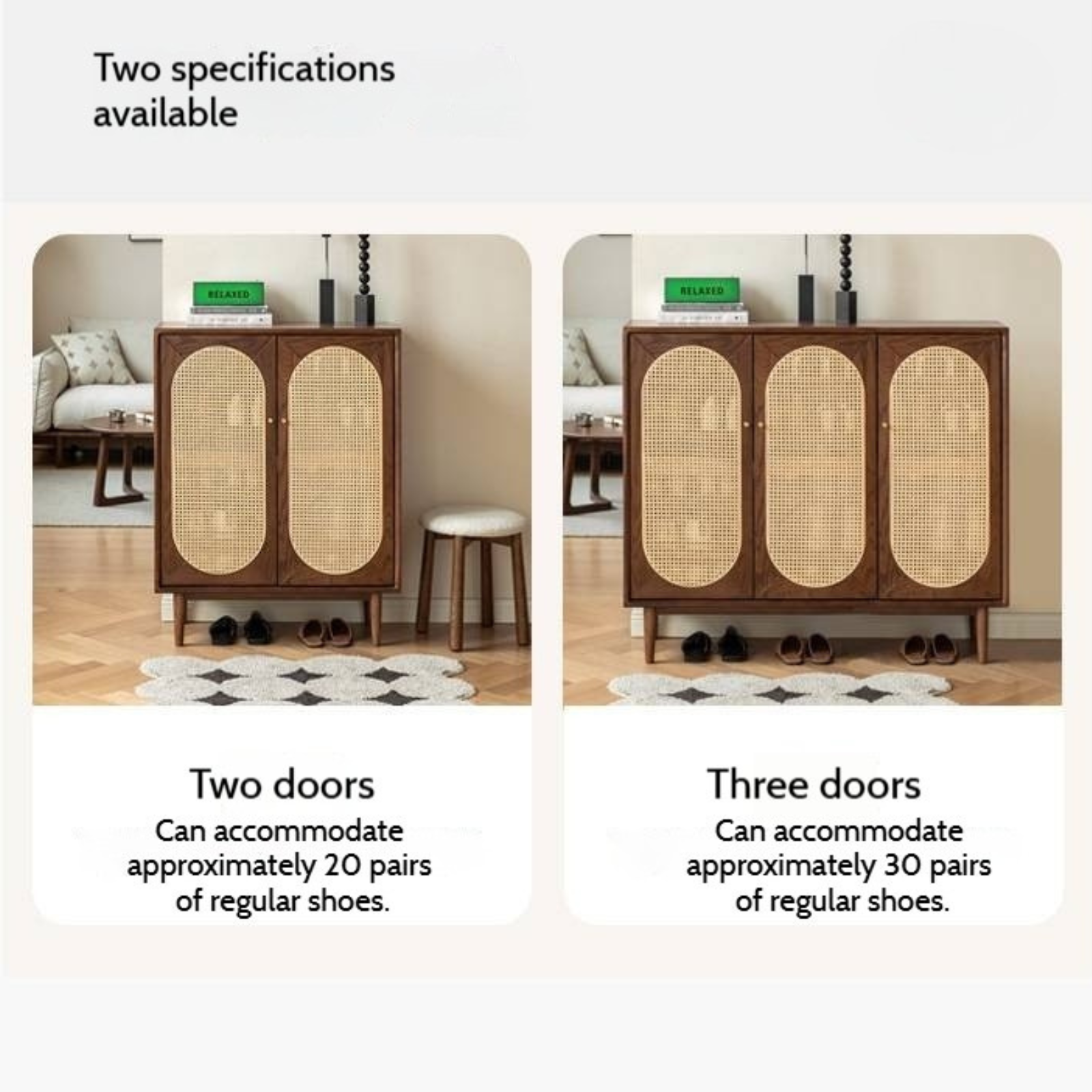 Oak Solid Wood Rattan Wall-Mounted Shoe Cabinet