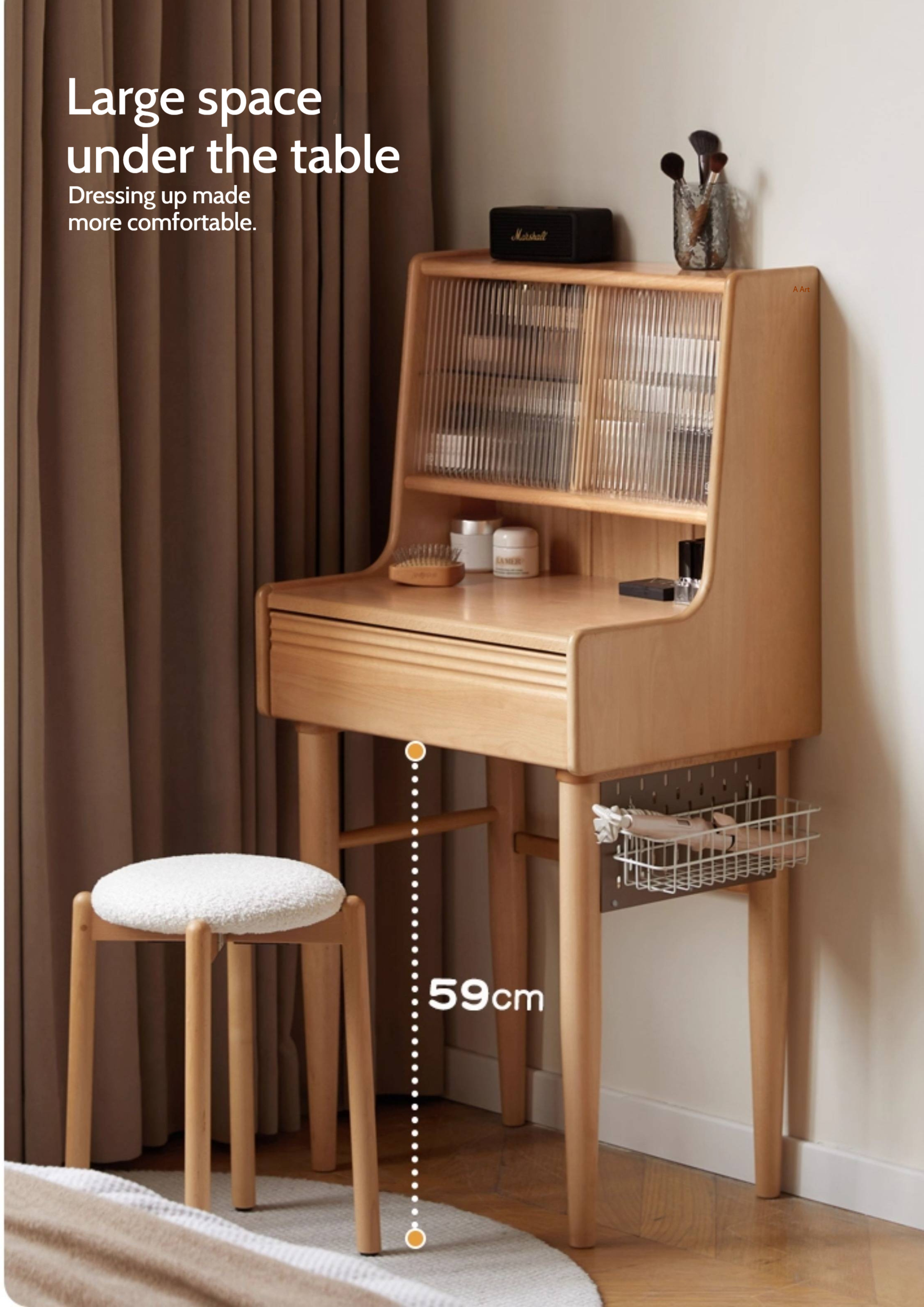 Beech Solid Wood Multifunctional Dressing Table Makeup