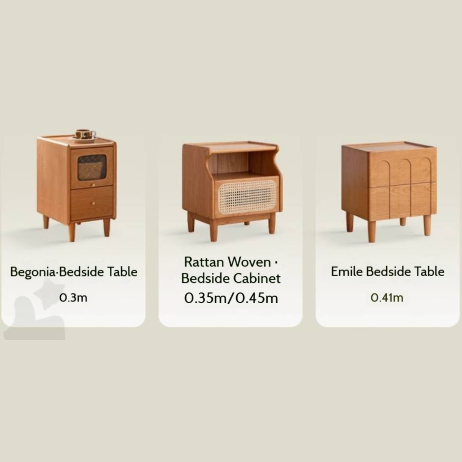 Cherry Solid Wood Retro Nightstand