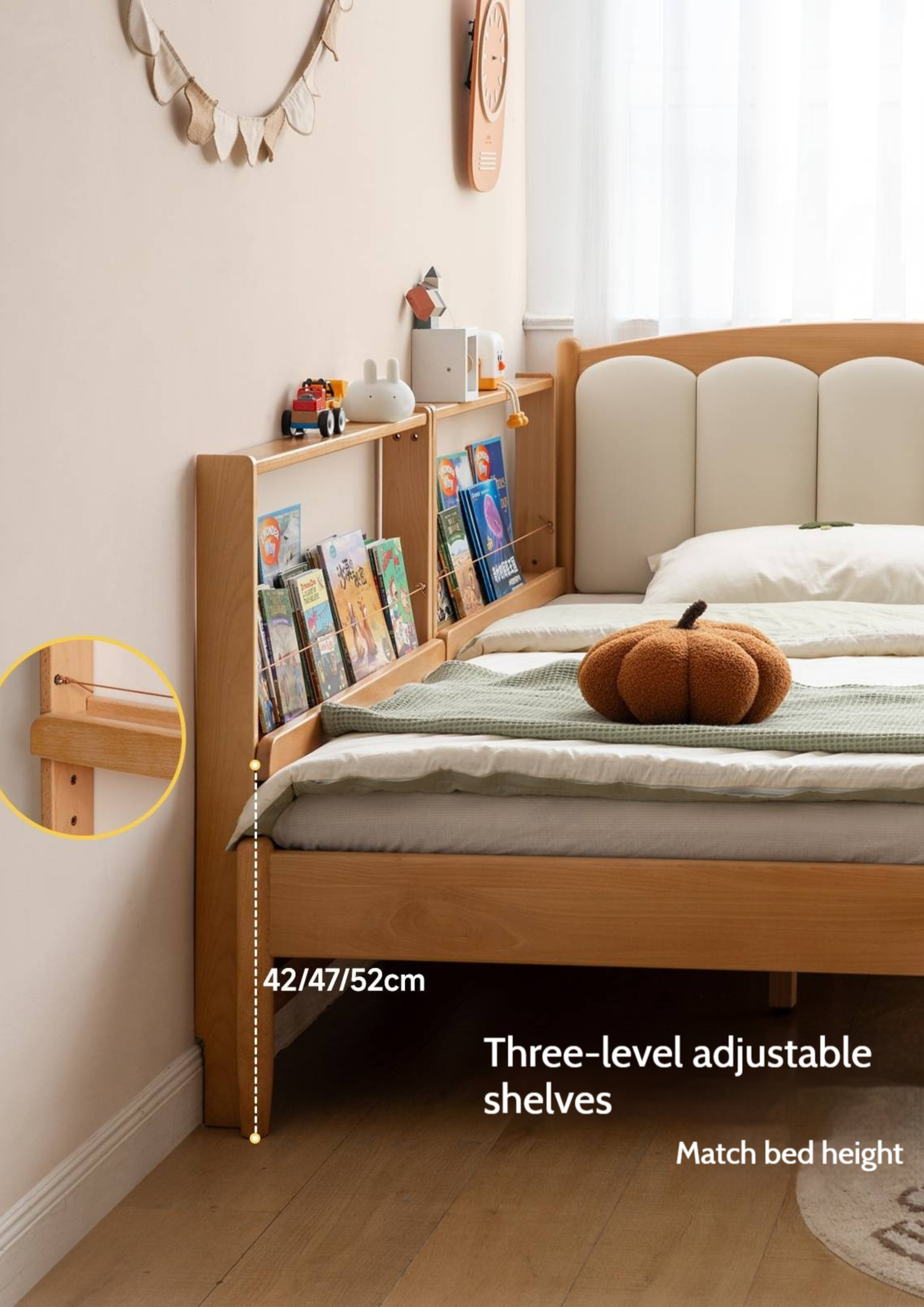 Beech Solid Wood Children's Bedside Miniature Bookshelf