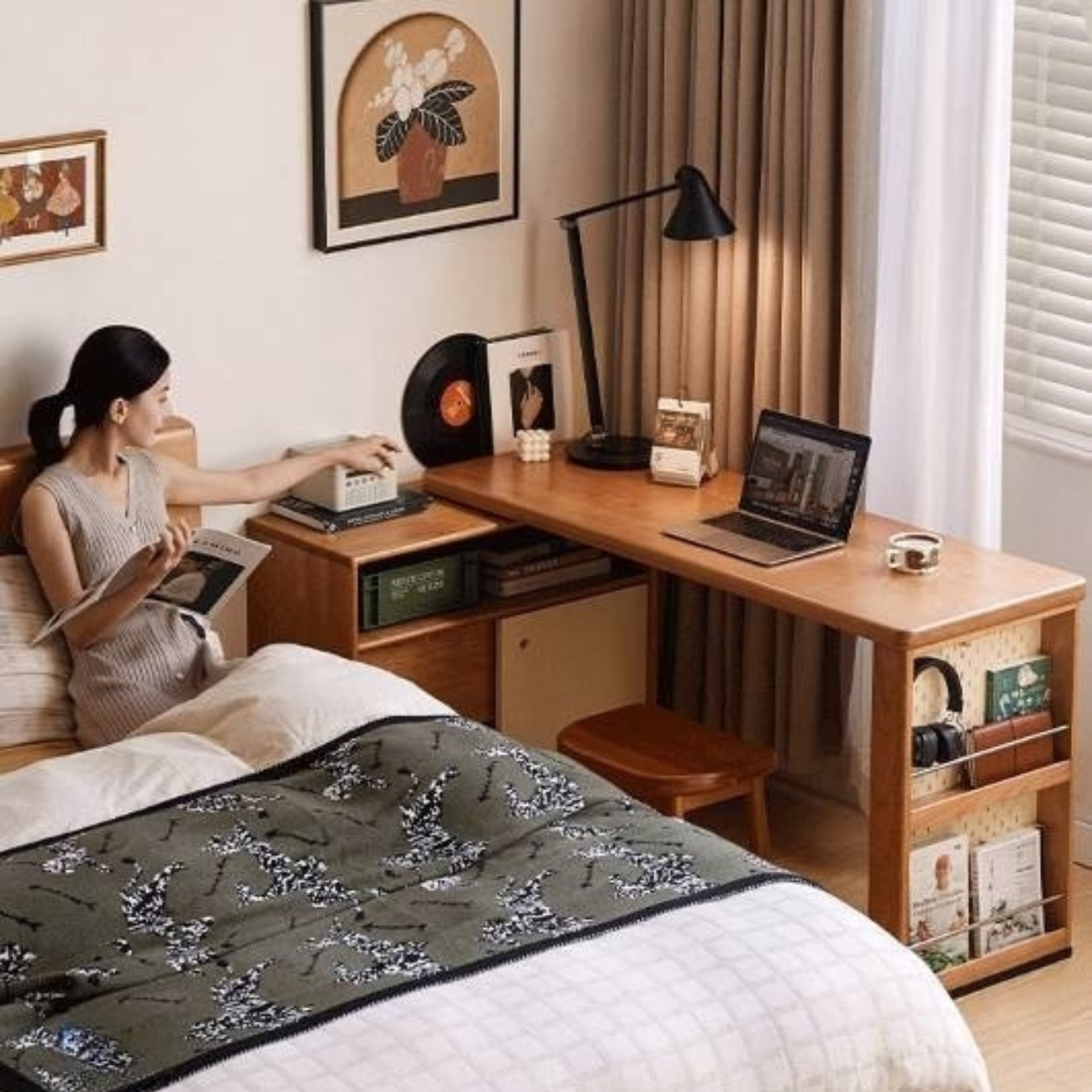 Cherry Solid Wood Vintage Style Office Desk