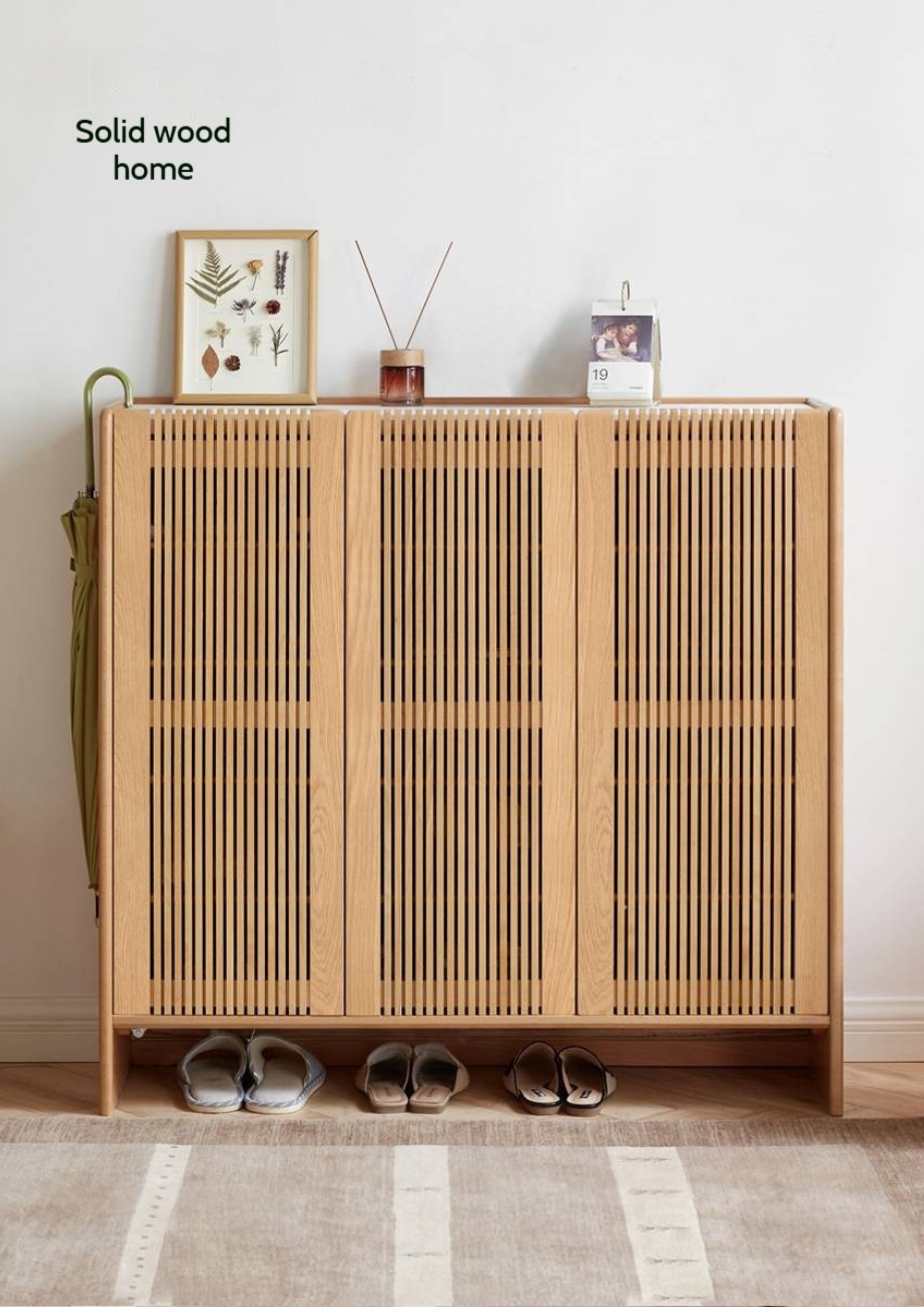 Ash, Oak Solid Wood Rock Top Shoe Cabinet