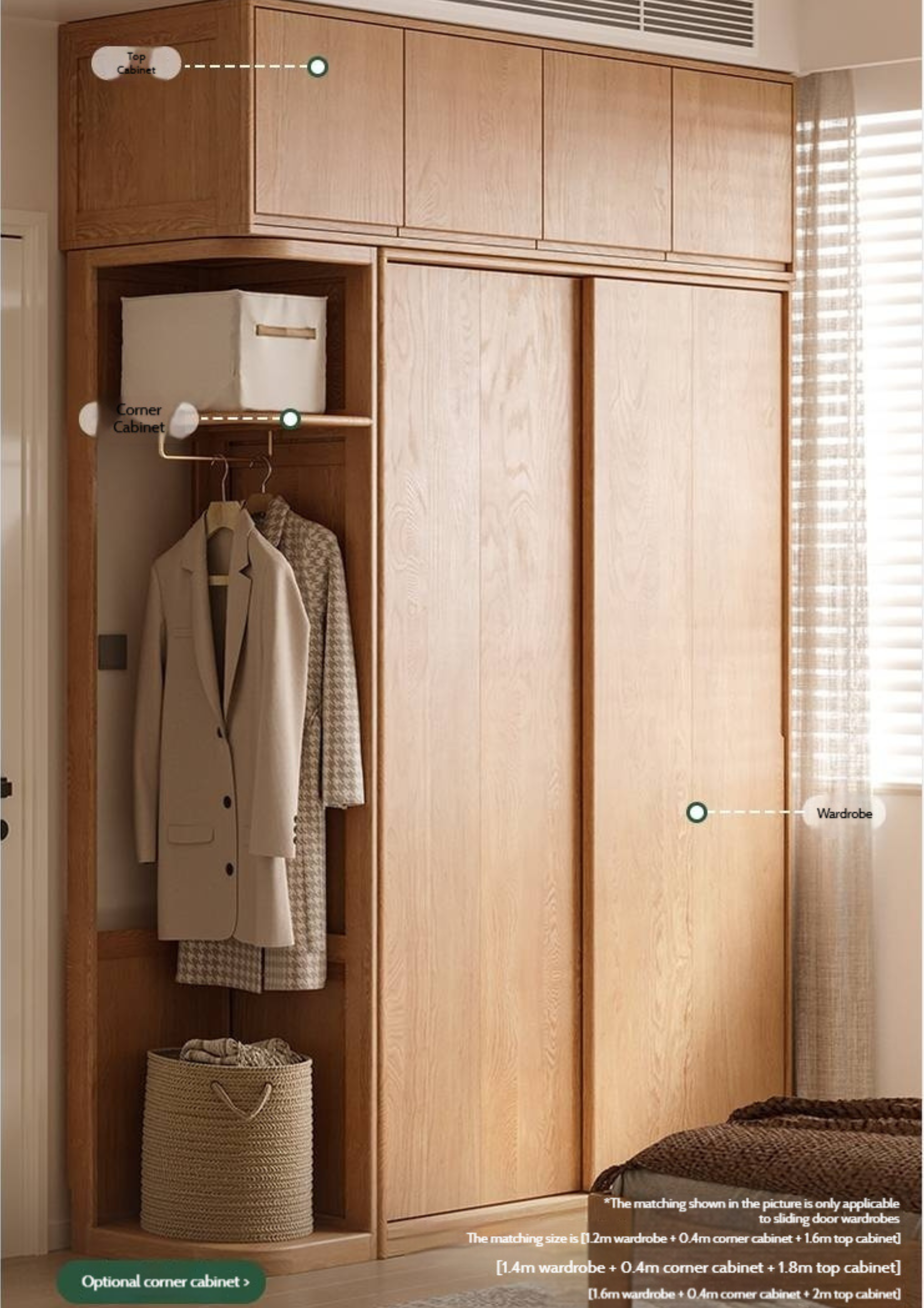 Oak, Ash, Cherry Solid Wood Modern Simple Wardrobe Top