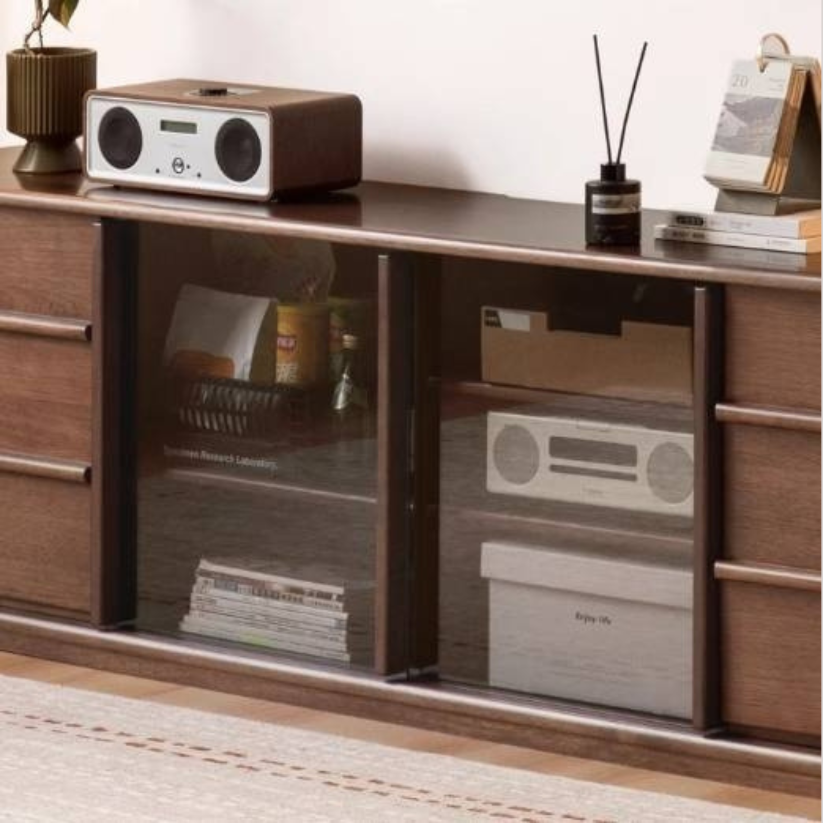 Golden Sandalwood Solid Wood TV Cabinet