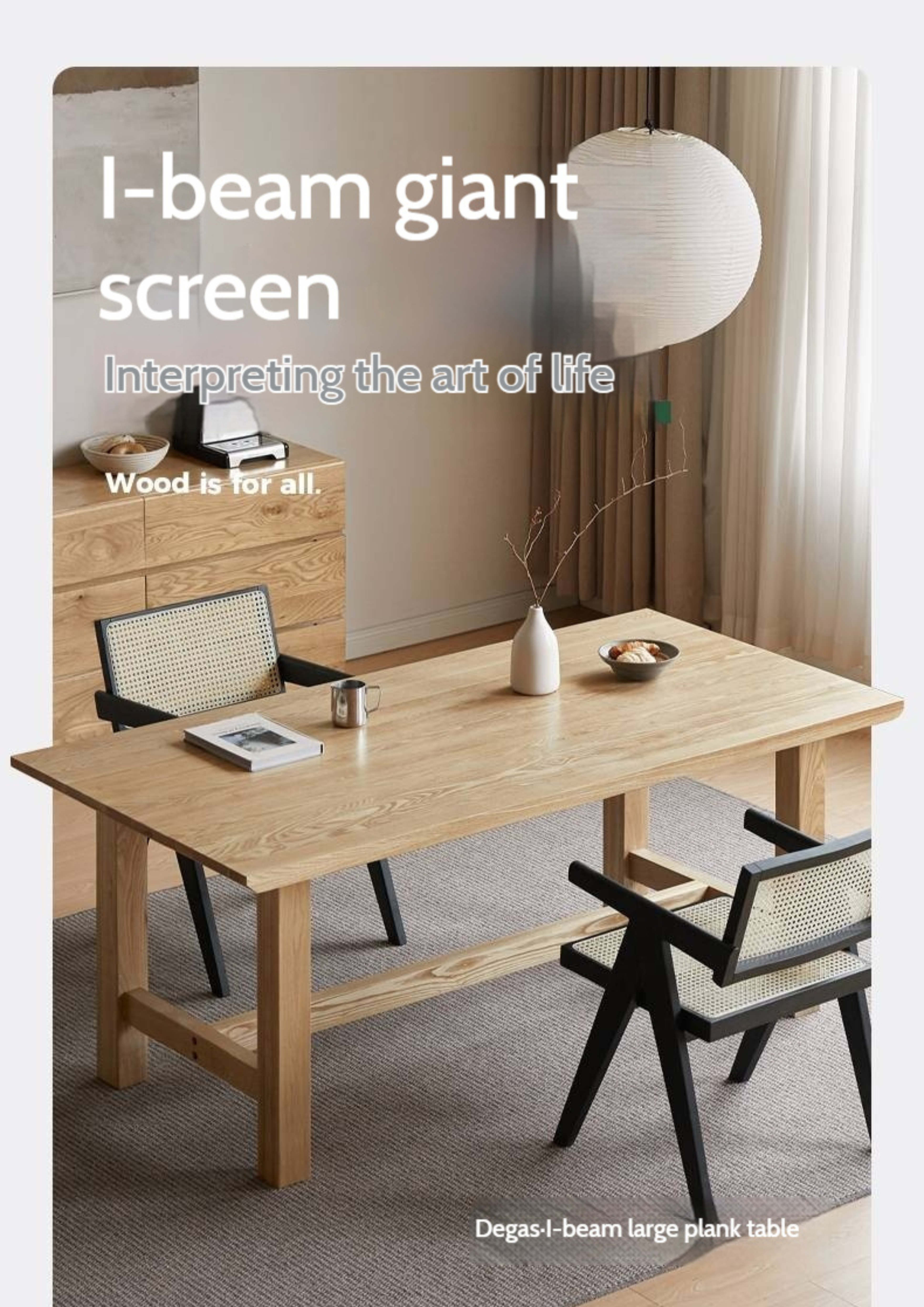 Ash Solid Wood Wabi Sabi Style Dining Table