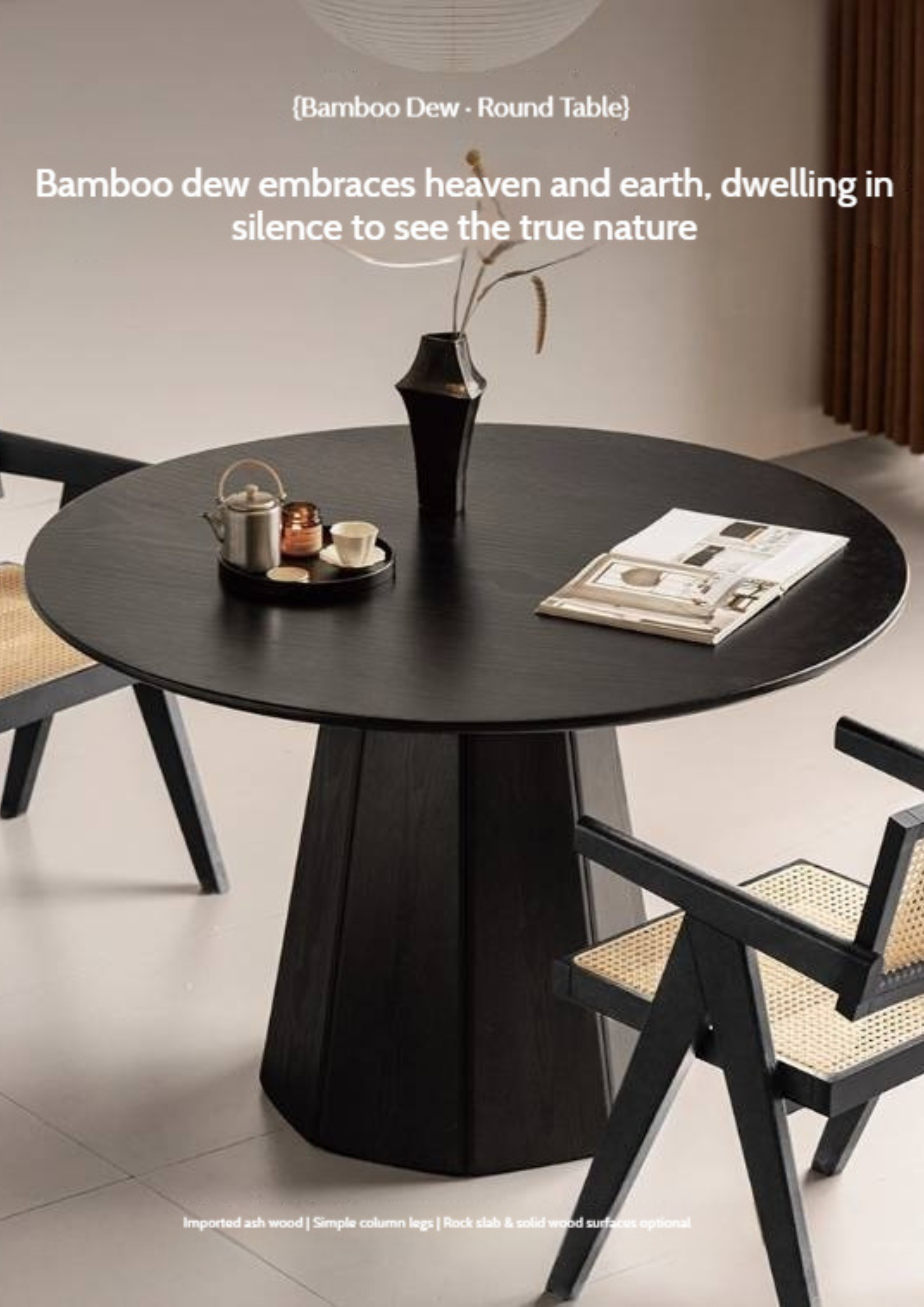 Ash Solid Wood Modern Minimalist Style Dining Table