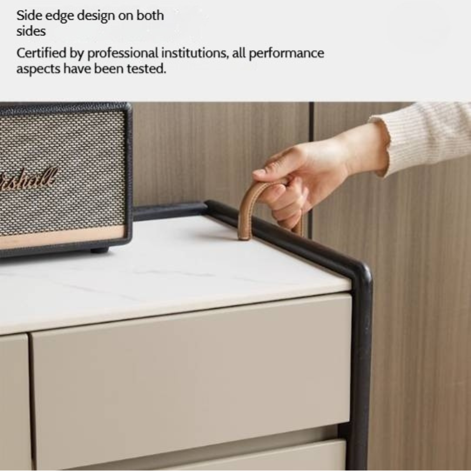 Oak, Rubberwood Solid Wood Porch Cabinet, Shoe Cabinet Slate Top